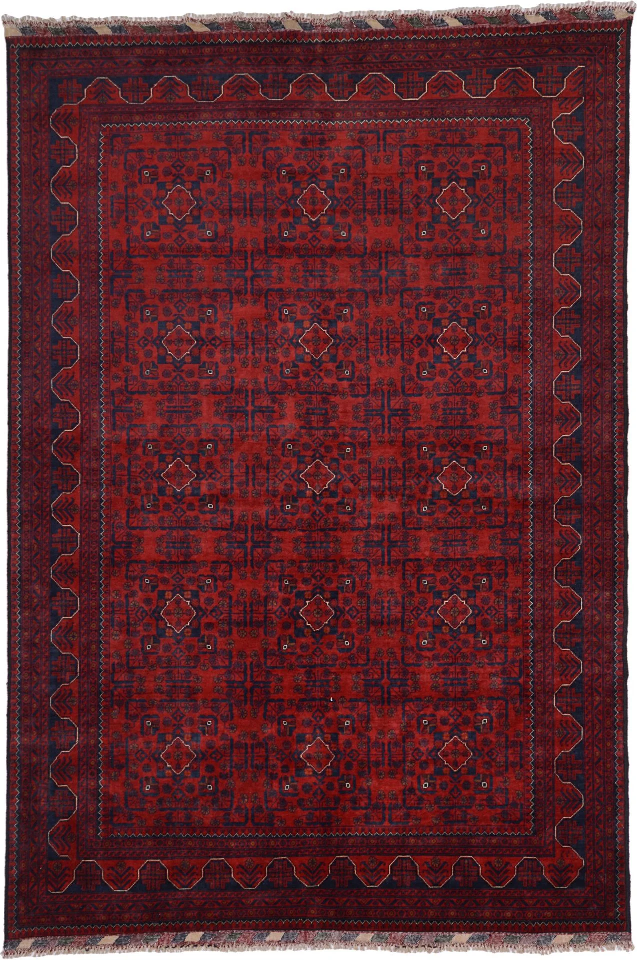 Wool Samarkand Afghan Rug 198 × 292 cm, hand-knotted