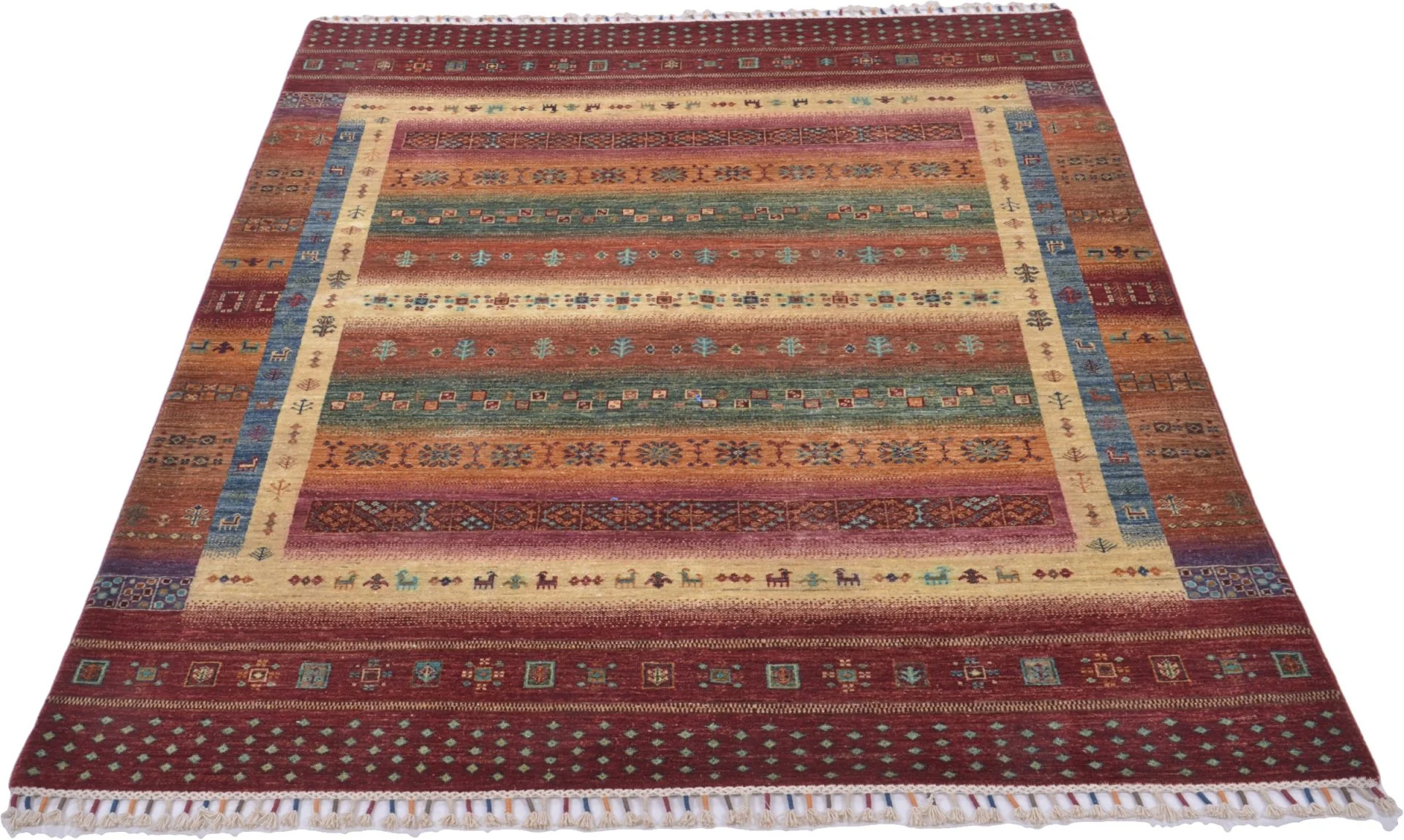 Alternative view of Hand-Knotted Samarkand Afghan Rug, 171 × 244 cm, Wool