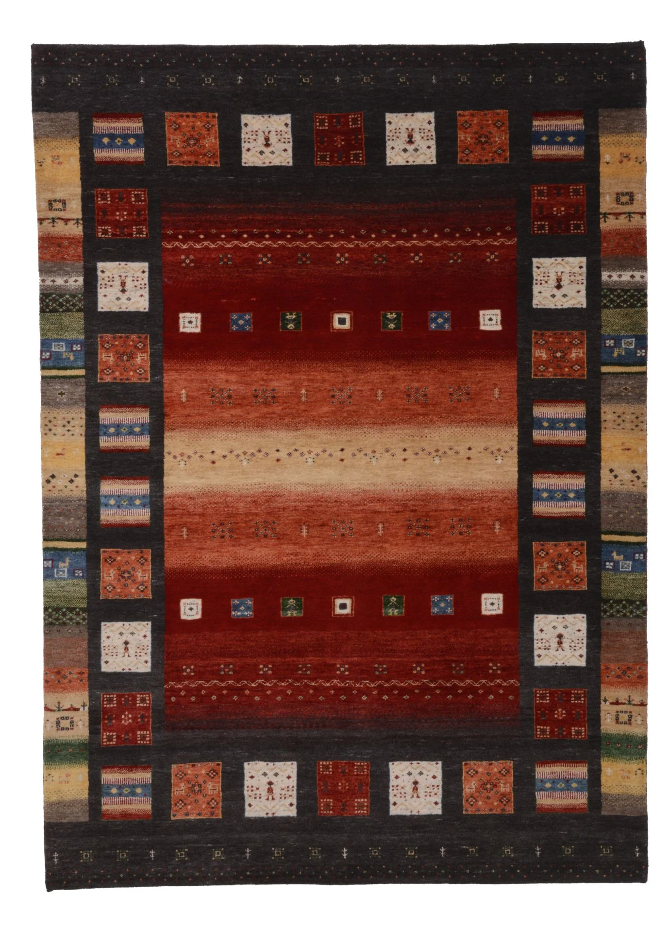 Hand-Knotted Loribaft Indian Rug, 176 × 243 cm, Wool