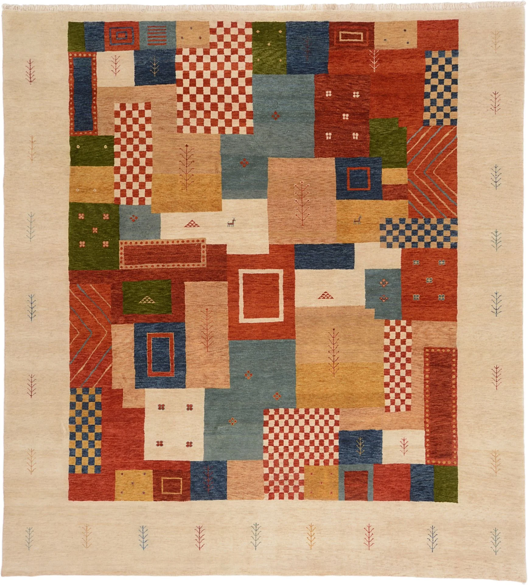 Hand-Knotted Loribaft Indian Rug, 242 × 260 cm, Wool
