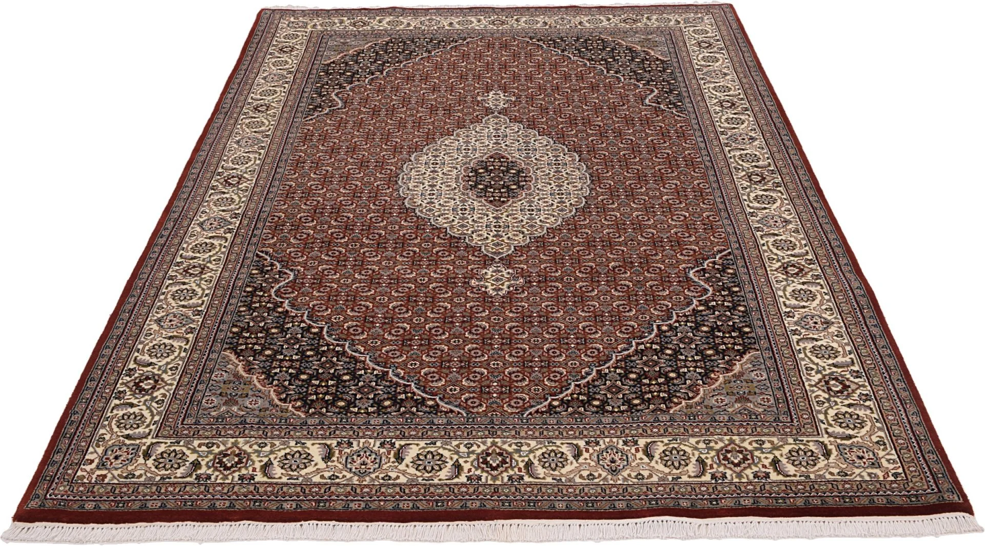 Alternative view of Wool Tabriz Indian Rug 203 × 306 cm, hand-knotted