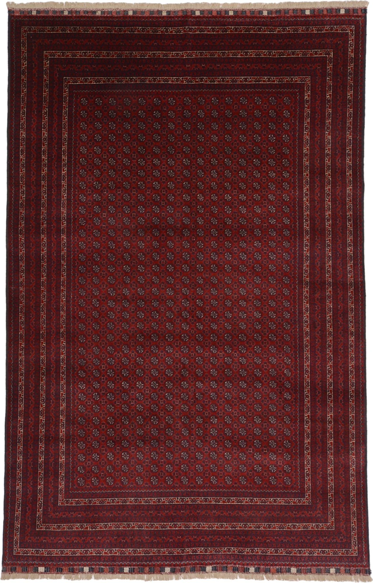 Hand-Knotted Afghan Rug, 195 × 301 cm, Wool