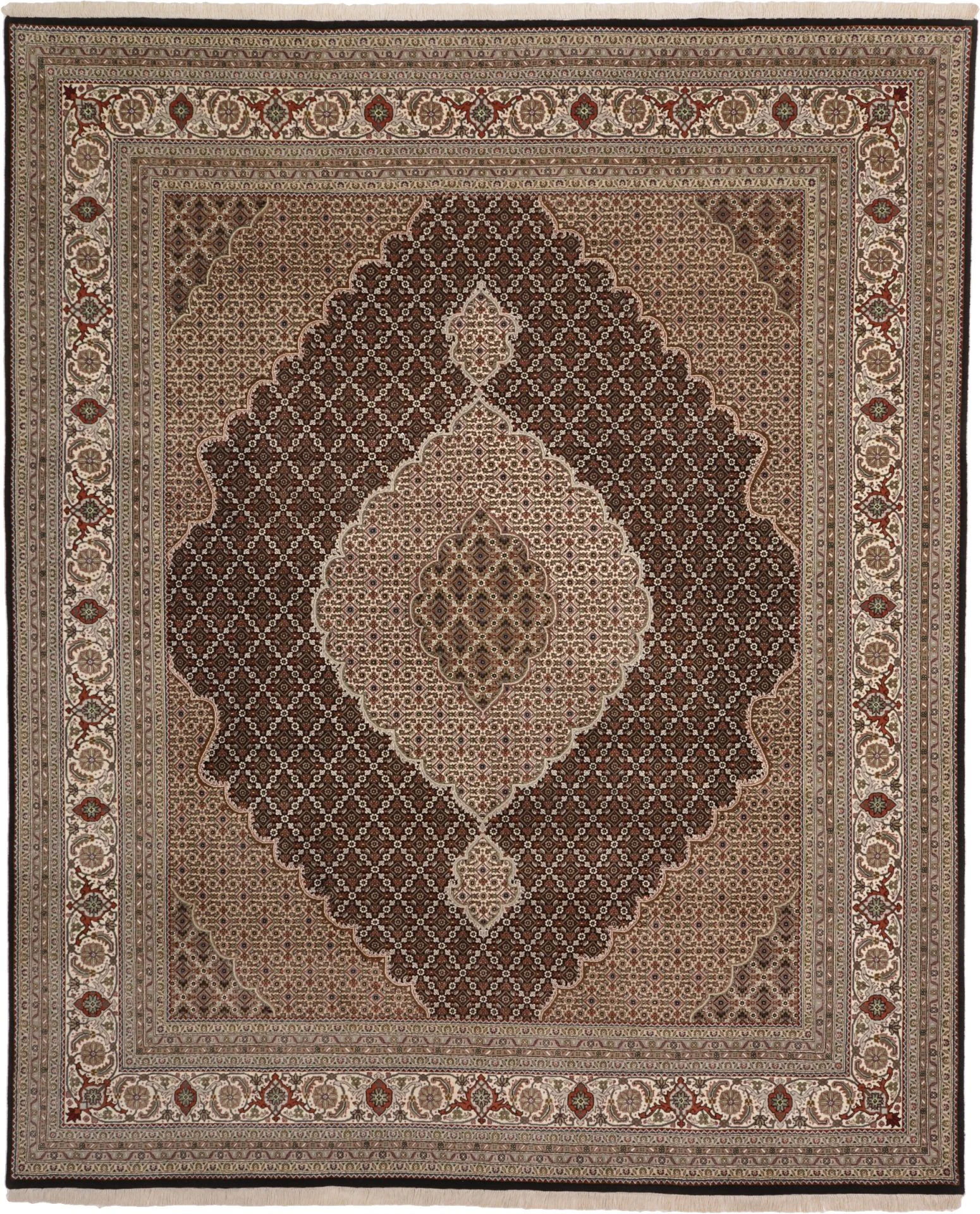 Hand-Knotted Tabriz Indian Rug, 248 × 302 cm