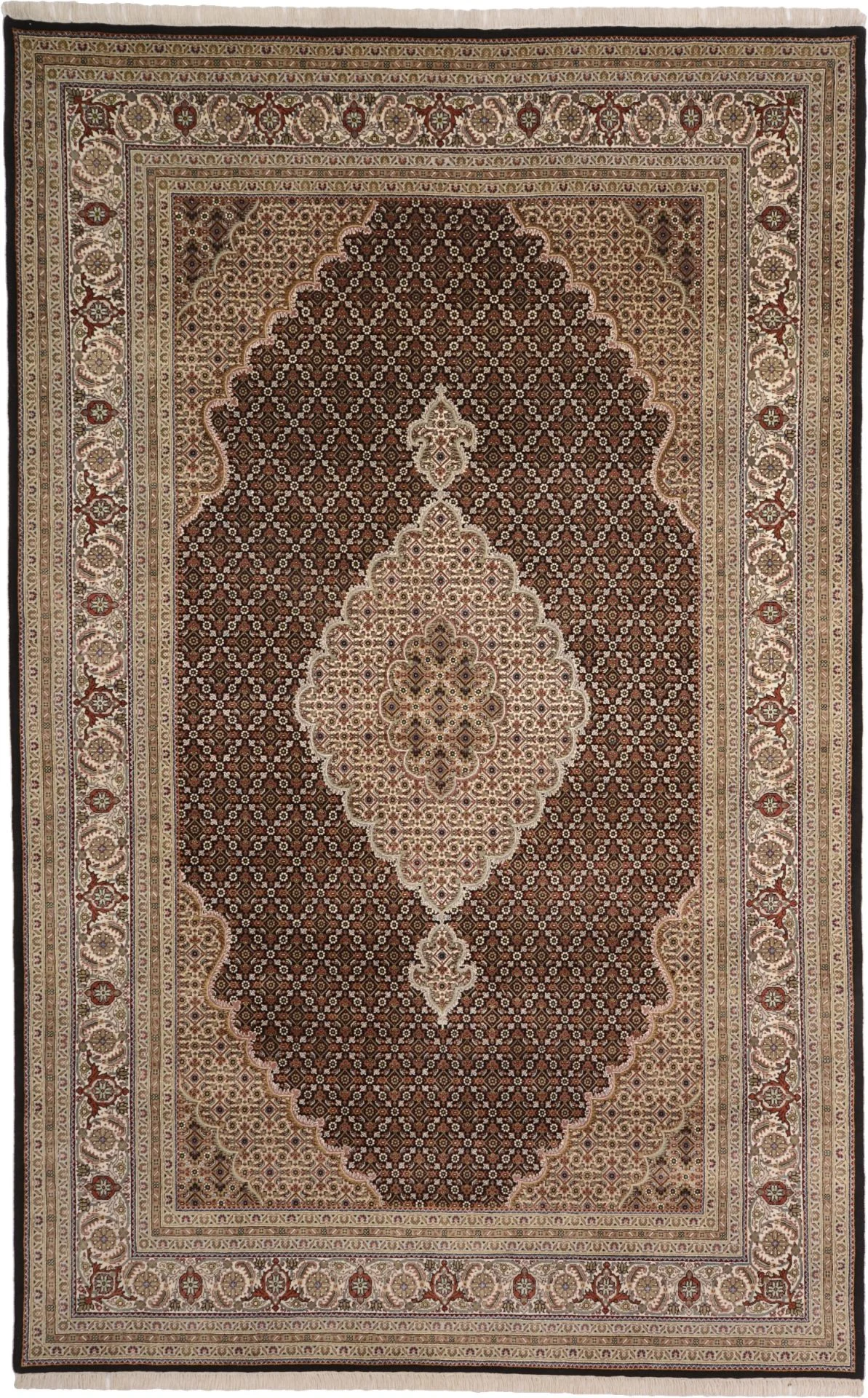 Hand-Knotted Tabriz Indian Rug, 196 × 308 cm