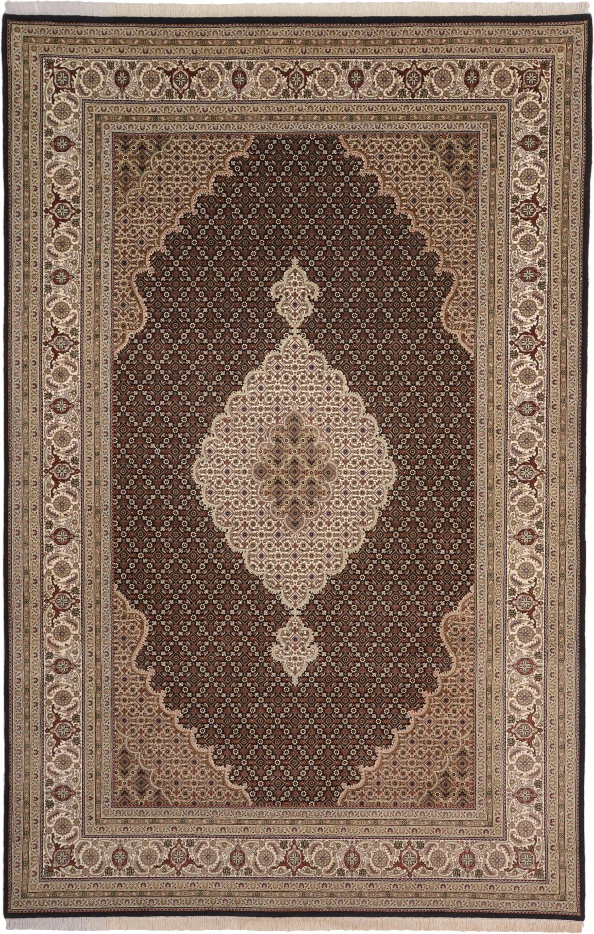 Hand-Knotted Tabriz Indian Rug, 200 × 307 cm