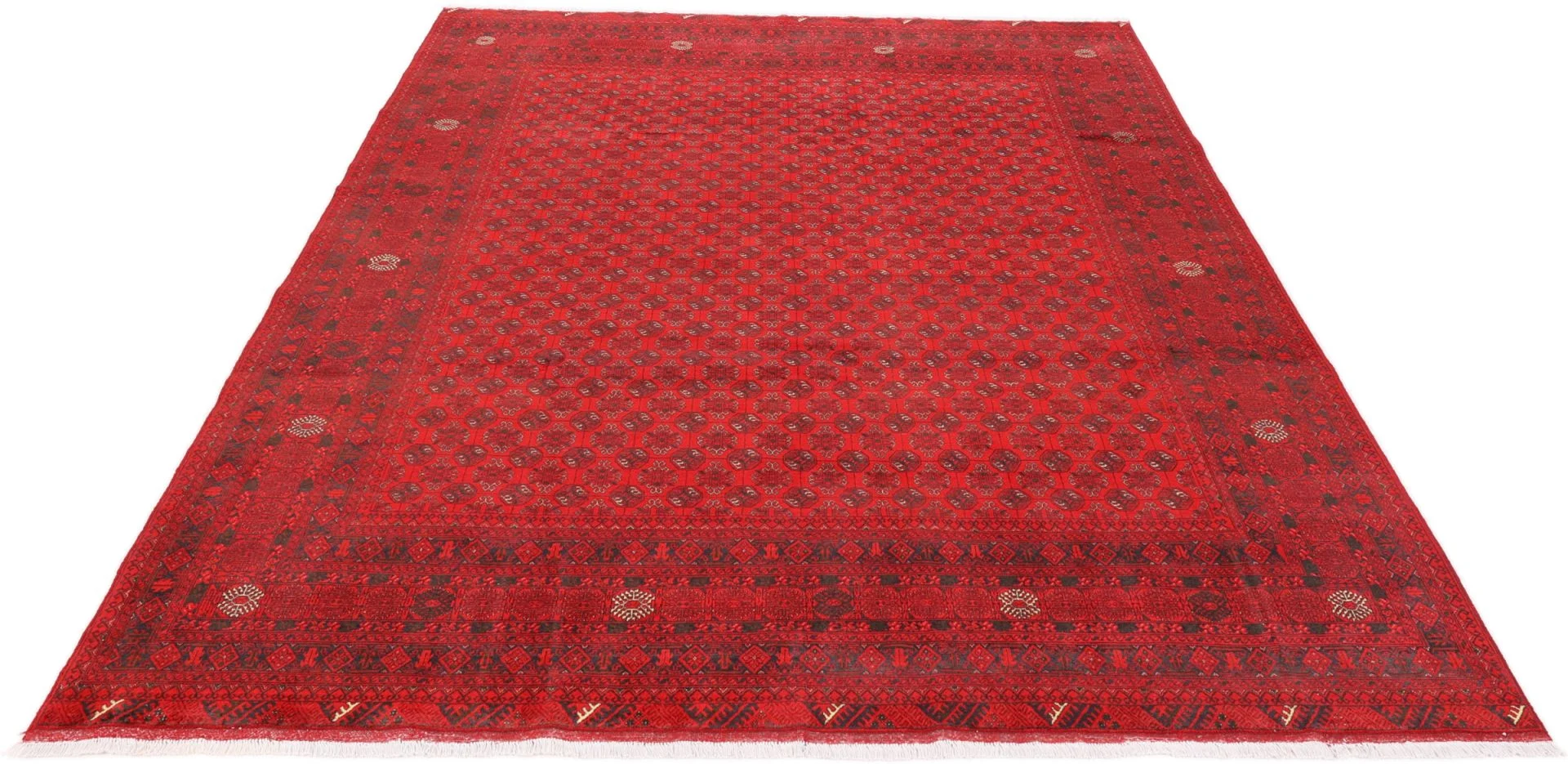 Hand-Knotted Afghan Rug, 248 × 341 cm, Wool - Image 3