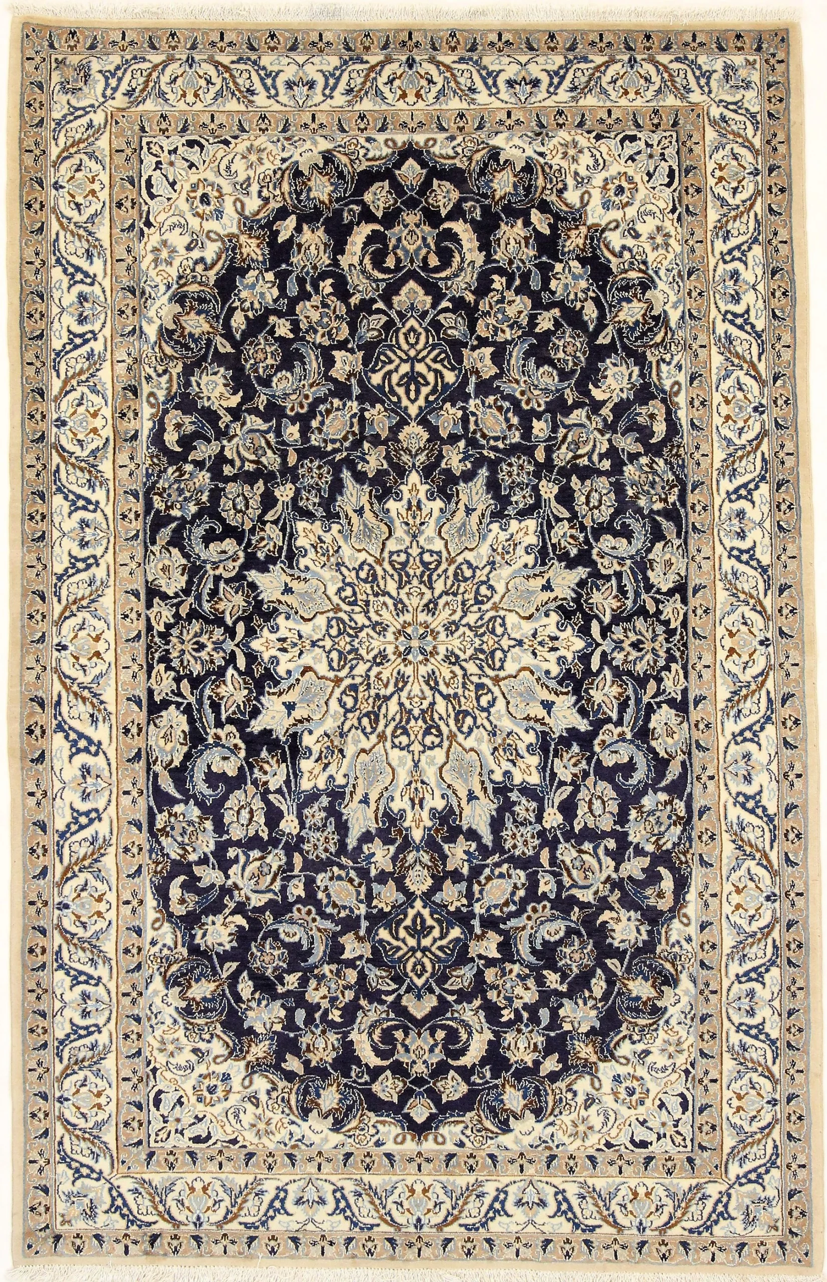 Hand-Knotted Nain Persian Rug, 203 × 134 cm, Wool