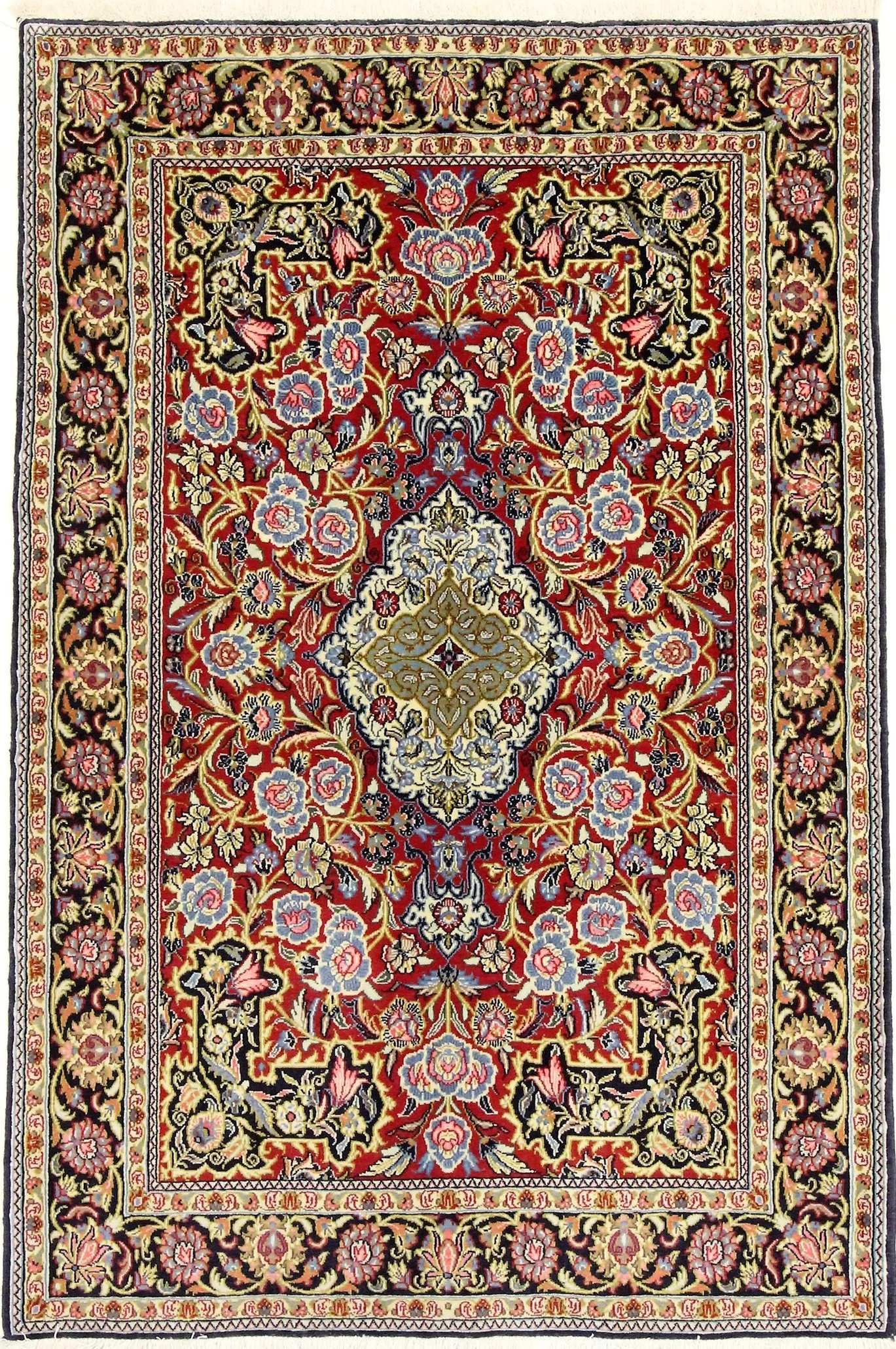 Hand-Knotted Qom Persian Rug, 179 × 119 cm, Wool