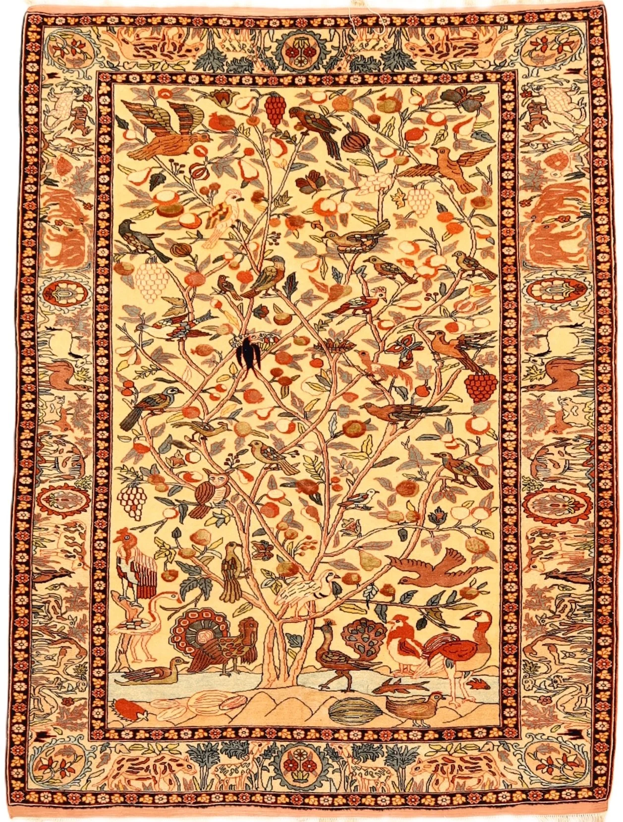 Wool & Silk Persian Rug 172 × 130 cm, hand-knotted