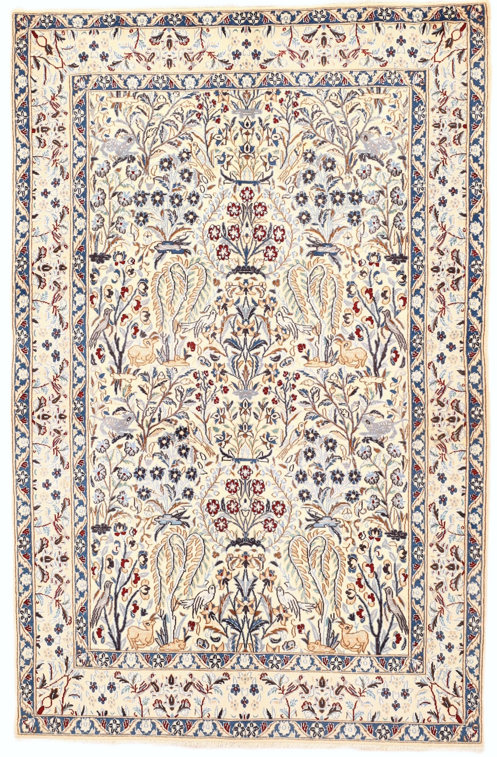 Hand-Knotted Nain Persian Rug, 196 × 128 cm, Wool