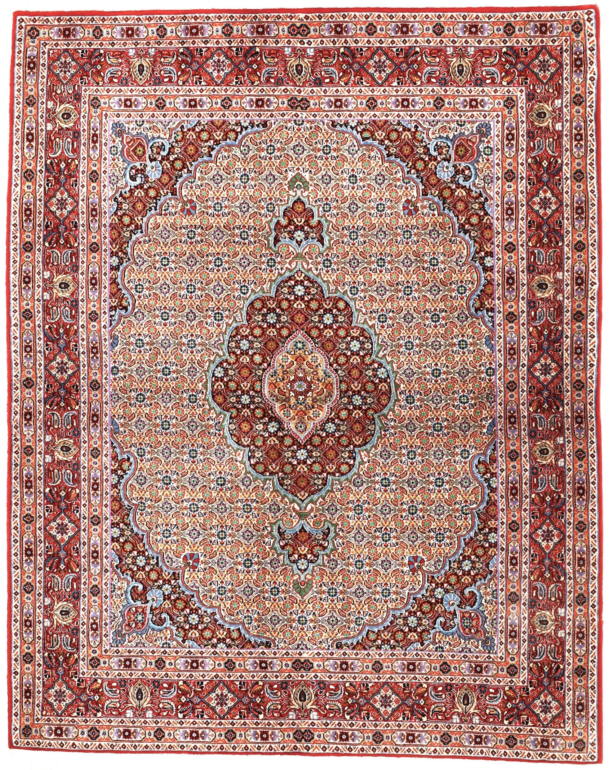 Hand-Knotted Moud Persian Rug, 192 × 152 cm, Wool & Silk