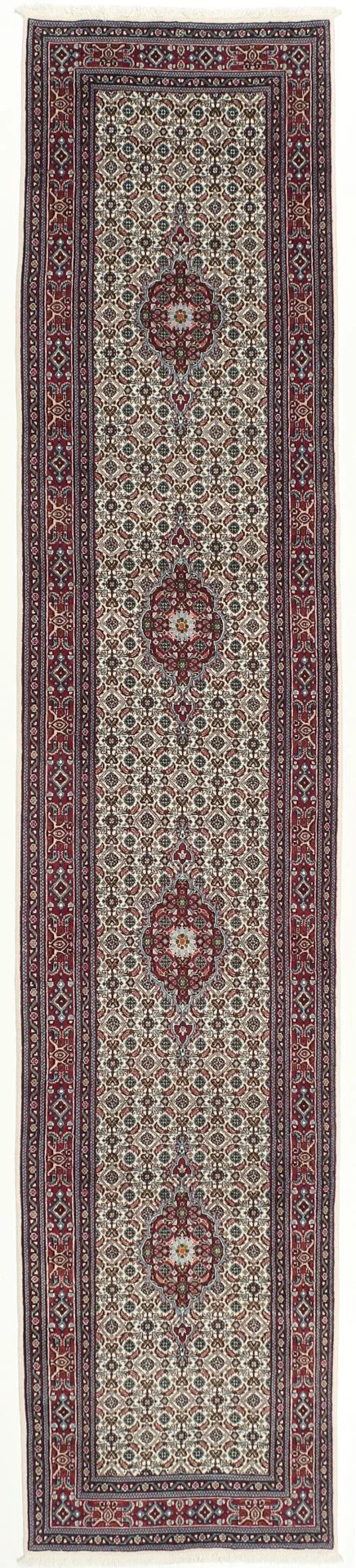 Hand-Knotted Moud Persian Rug, 80 × 390 cm, Wool