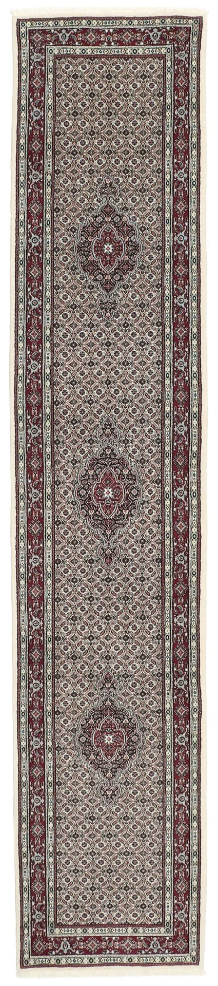 Hand-Knotted Moud Persian Rug, 80 × 392 cm, Wool