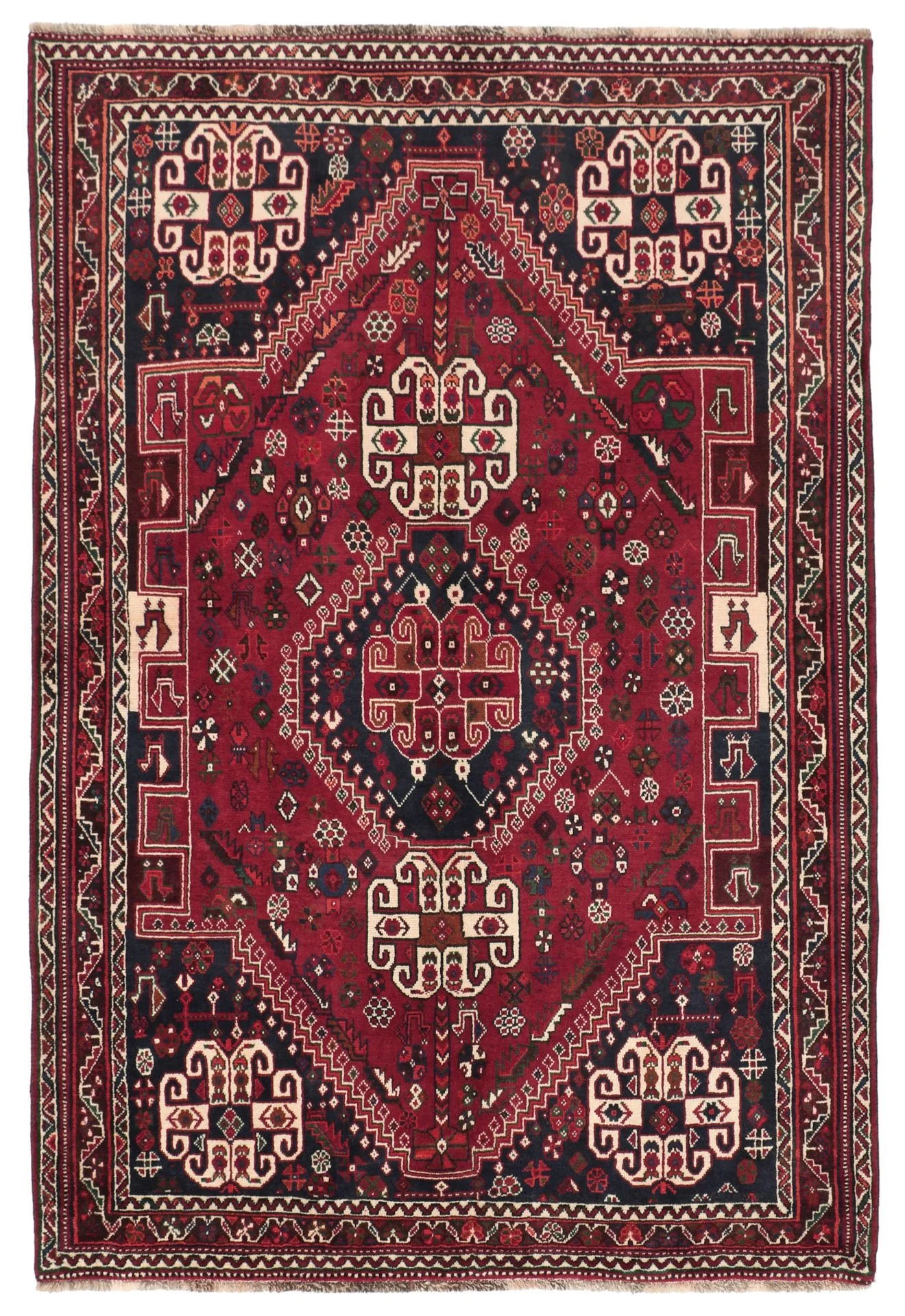 Hand-Knotted Qashqai Persian Rug, 146 × 215 cm, Wool