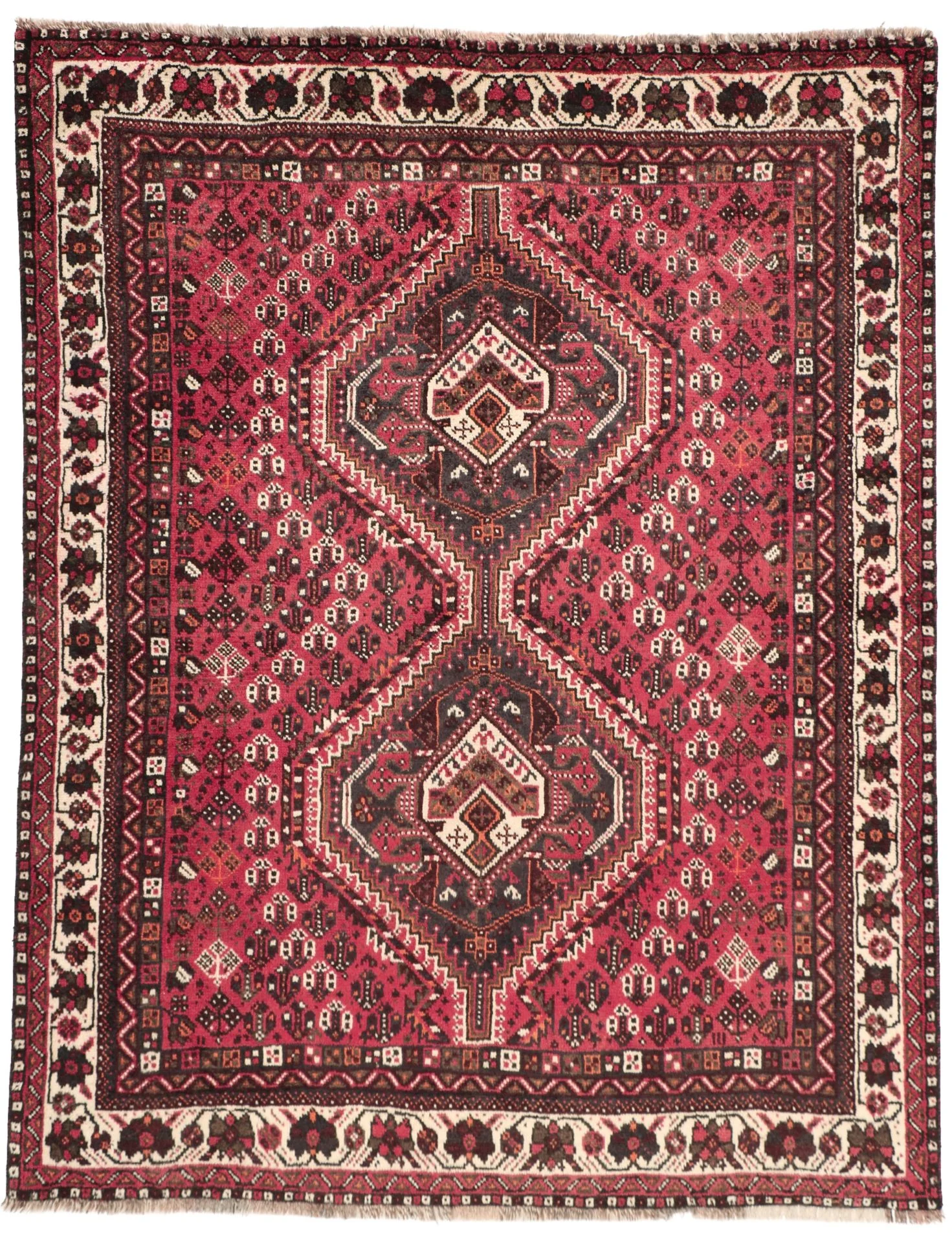 Hand-Knotted Qashqai Persian Rug, 162 × 207 cm, Wool