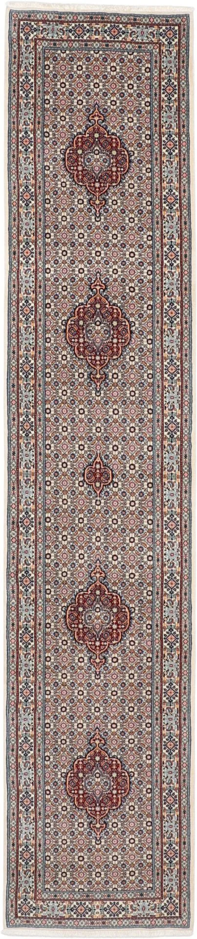 Hand-Knotted Moud Persian Rug, 82 × 402 cm, Wool