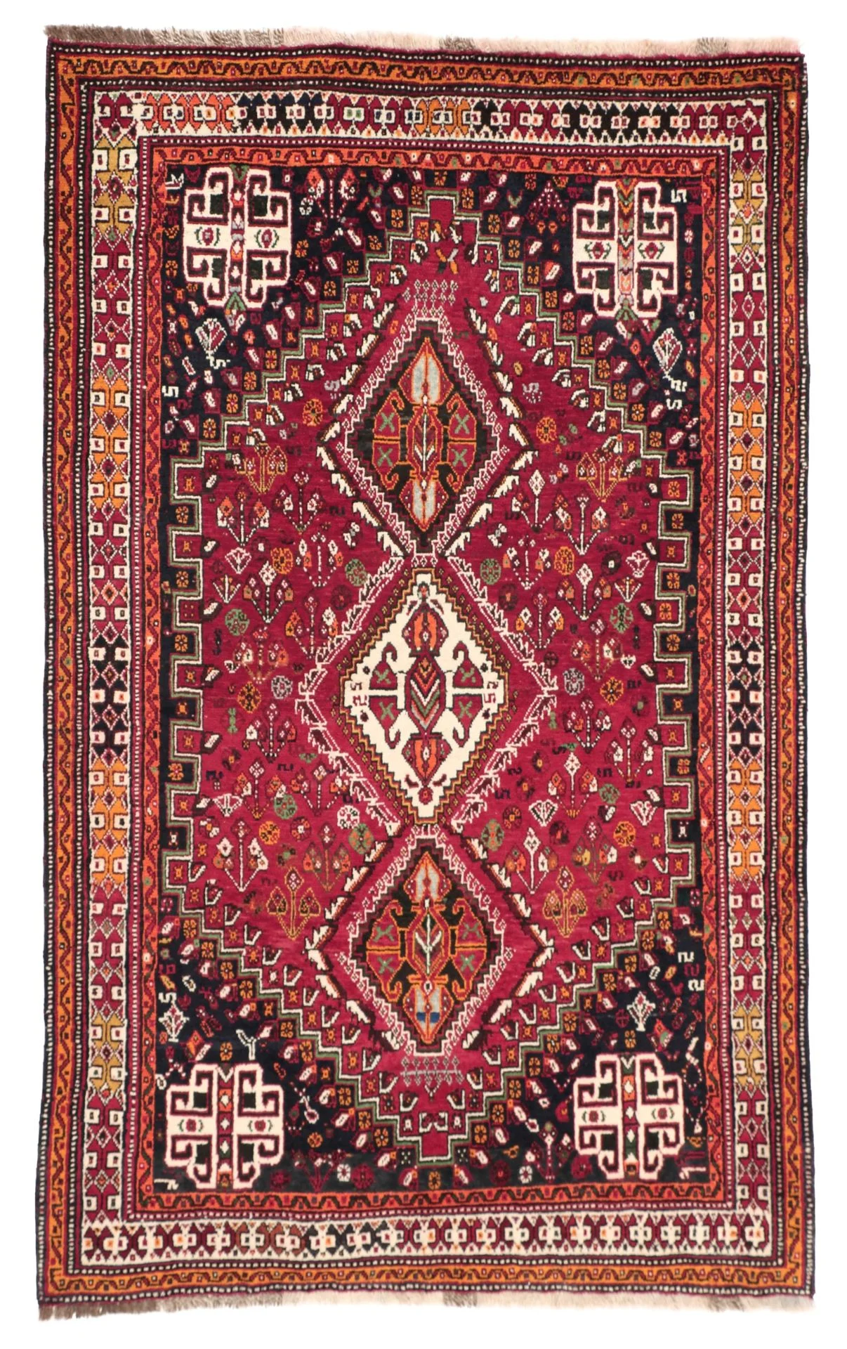 Hand-Knotted Qashqai Persian Rug, 125 × 202 cm, Wool
