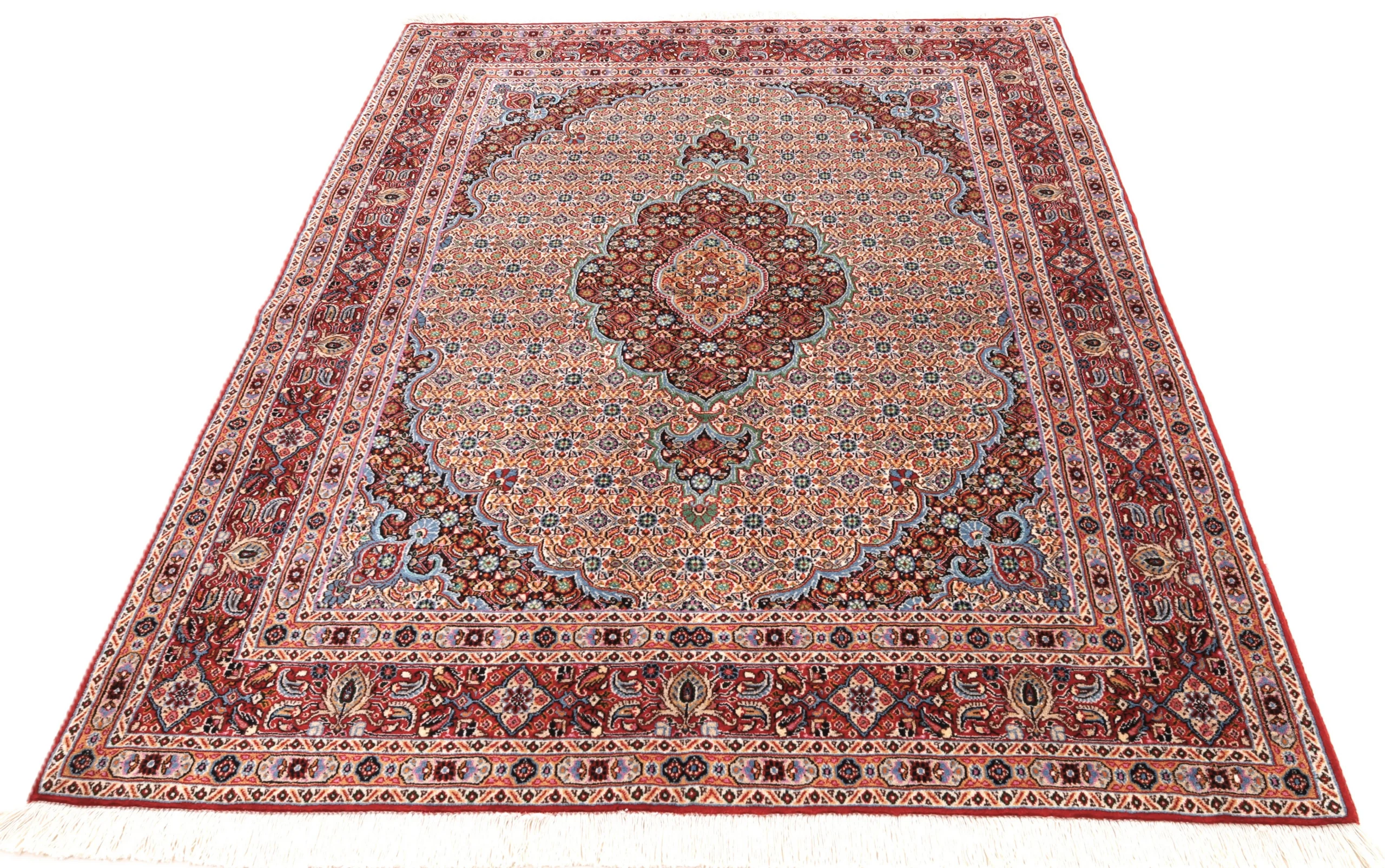 Hand-Knotted Moud Persian Rug, 192 × 152 cm, Wool & Silk - Image 4