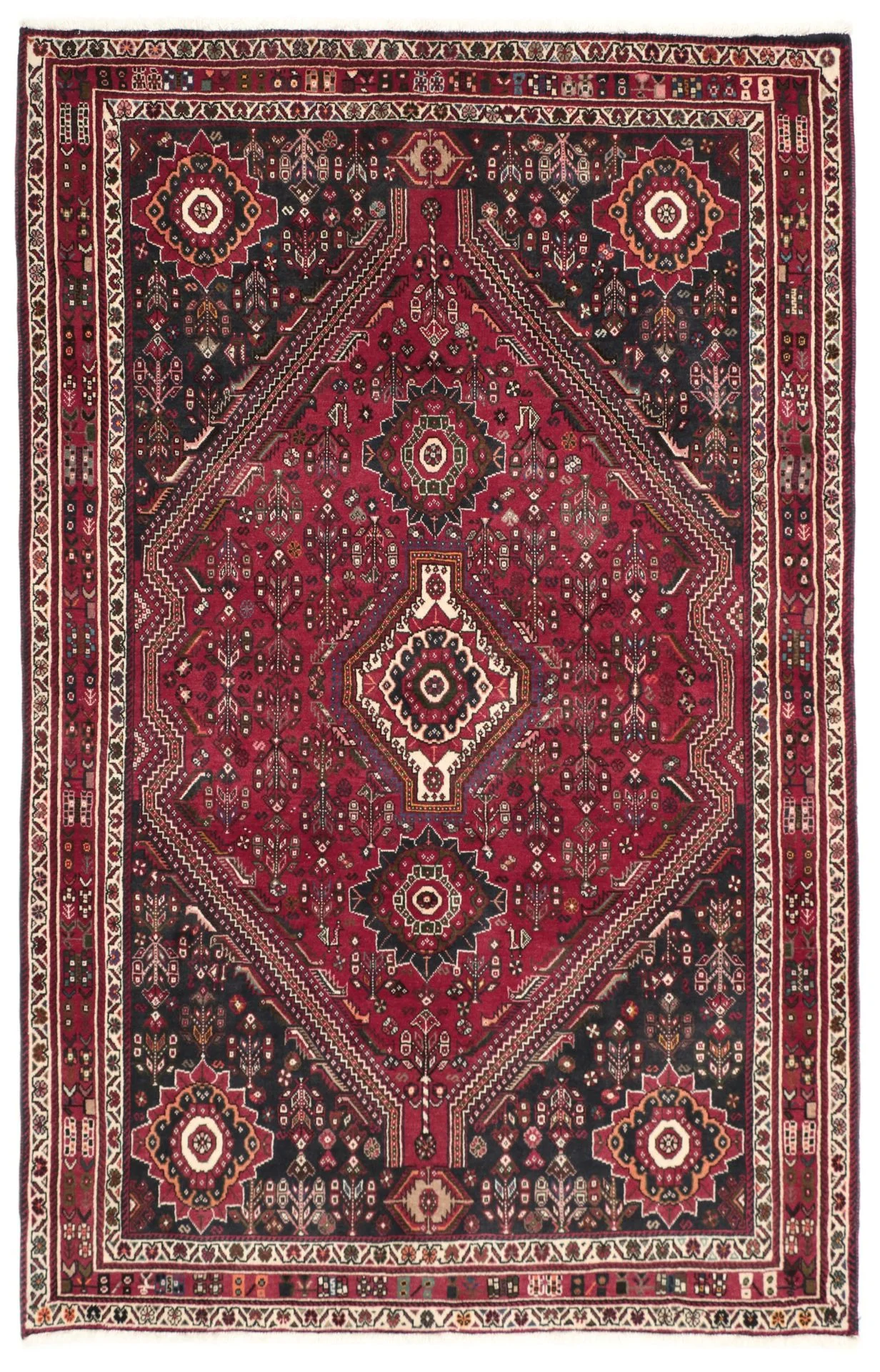 Hand-Knotted Qashqai Persian Rug, 145 × 223 cm, Wool