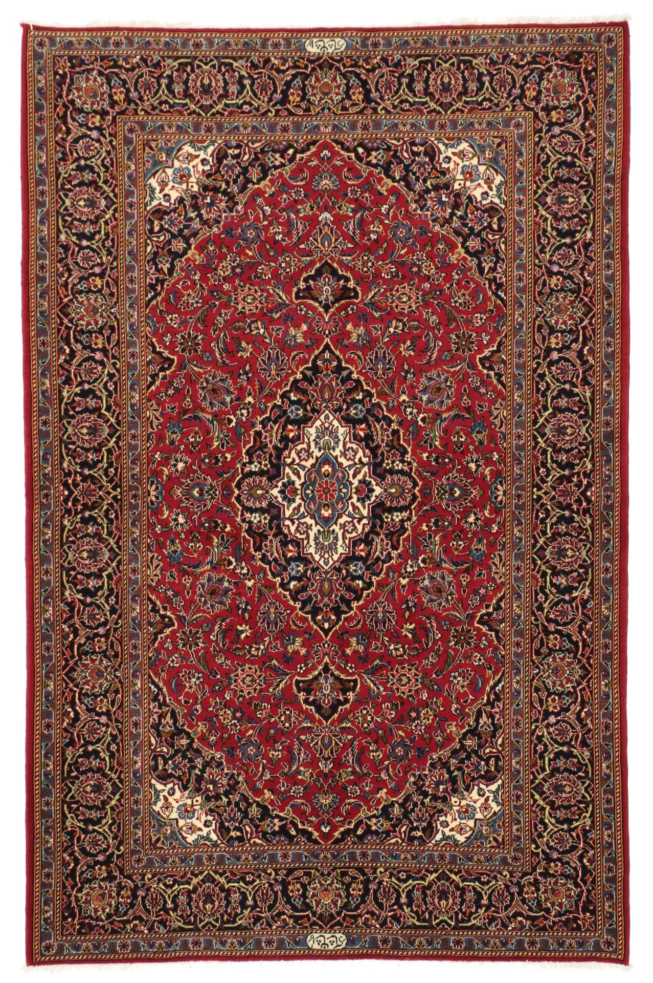 Hand-Knotted Kashan Persian Rug, 148 × 223 cm, Wool