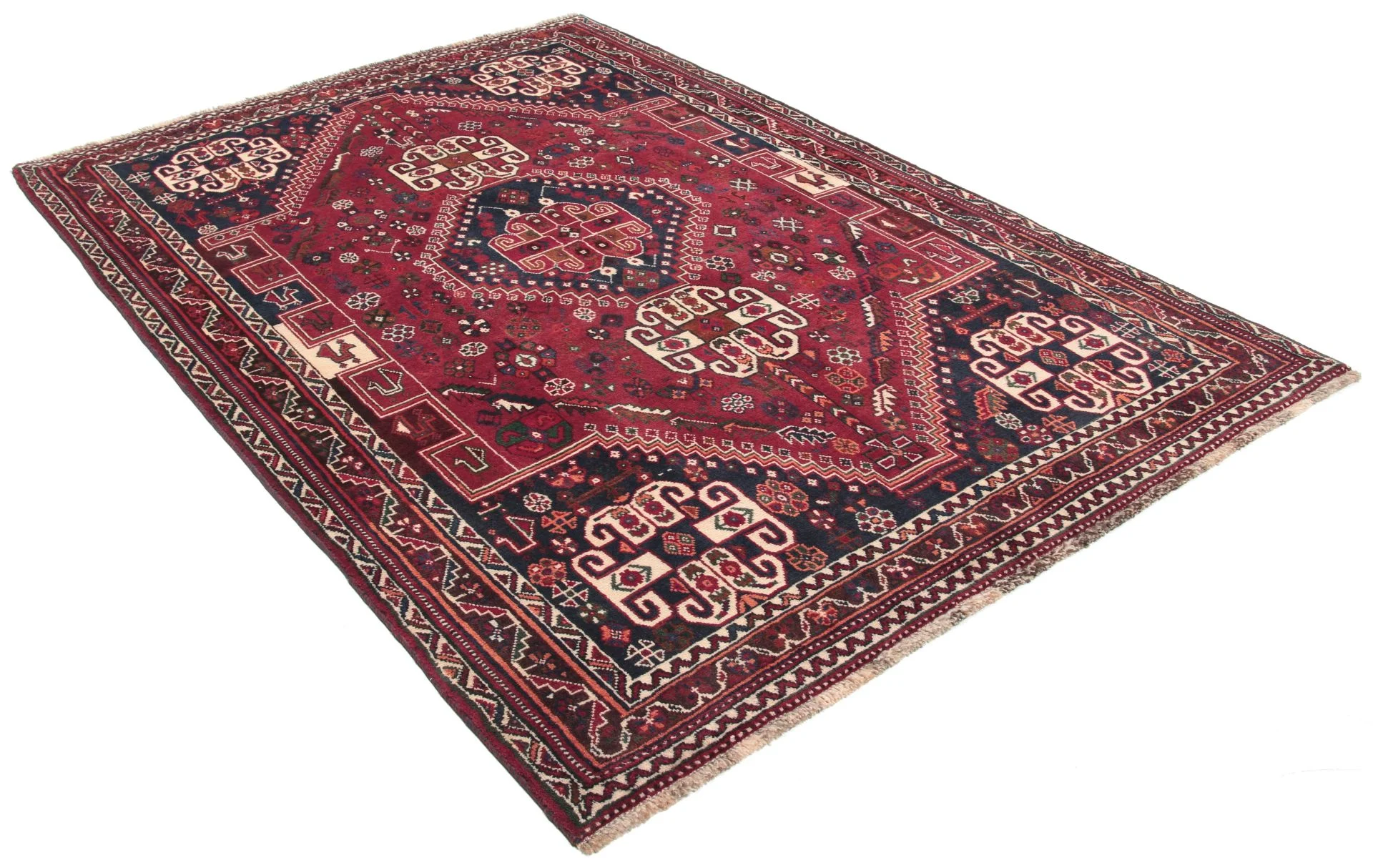 Alternative view of Hand-Knotted Qashqai Persian Rug, 146 × 215 cm, Wool
