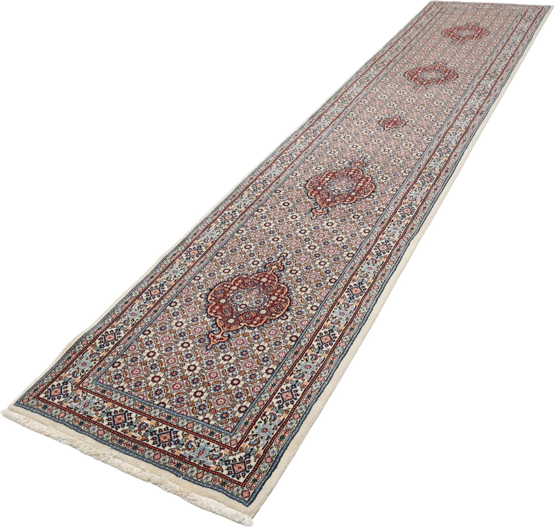 Hand-Knotted Moud Persian Rug, 82 × 402 cm, Wool - Image 3