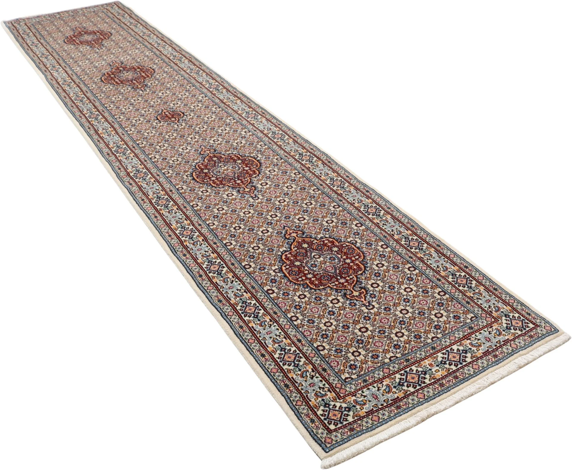 Hand-Knotted Moud Persian Rug, 82 × 402 cm, Wool - Image 4