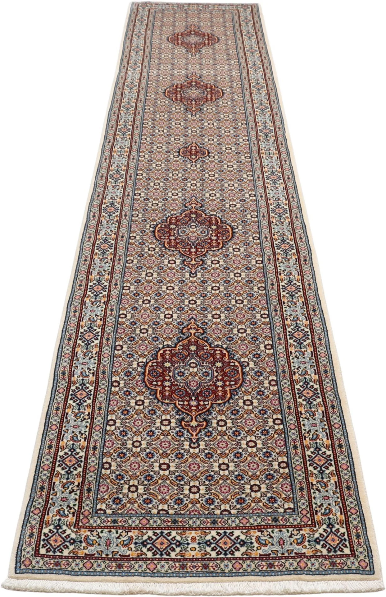 Hand-Knotted Moud Persian Rug, 82 × 402 cm, Wool - Image 7