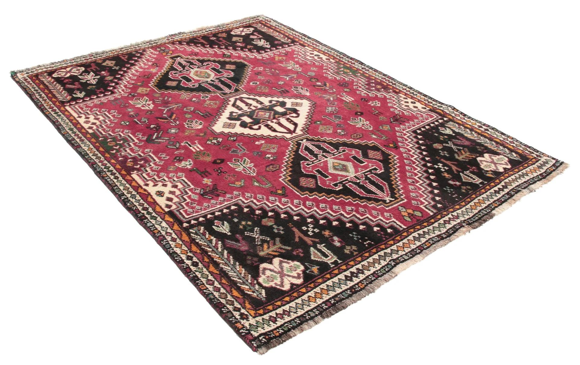 Alternative view of Hand-Knotted Qashqai Persian Rug, 128 × 165 cm, Wool