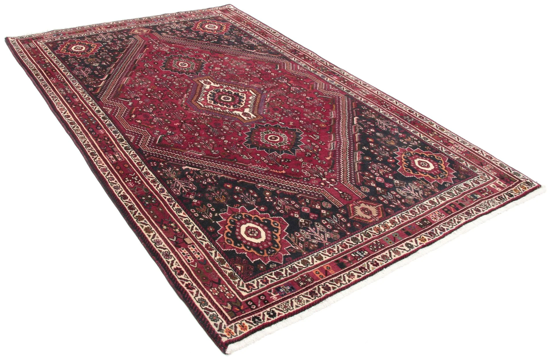Alternative view of Hand-Knotted Qashqai Persian Rug, 145 × 223 cm, Wool
