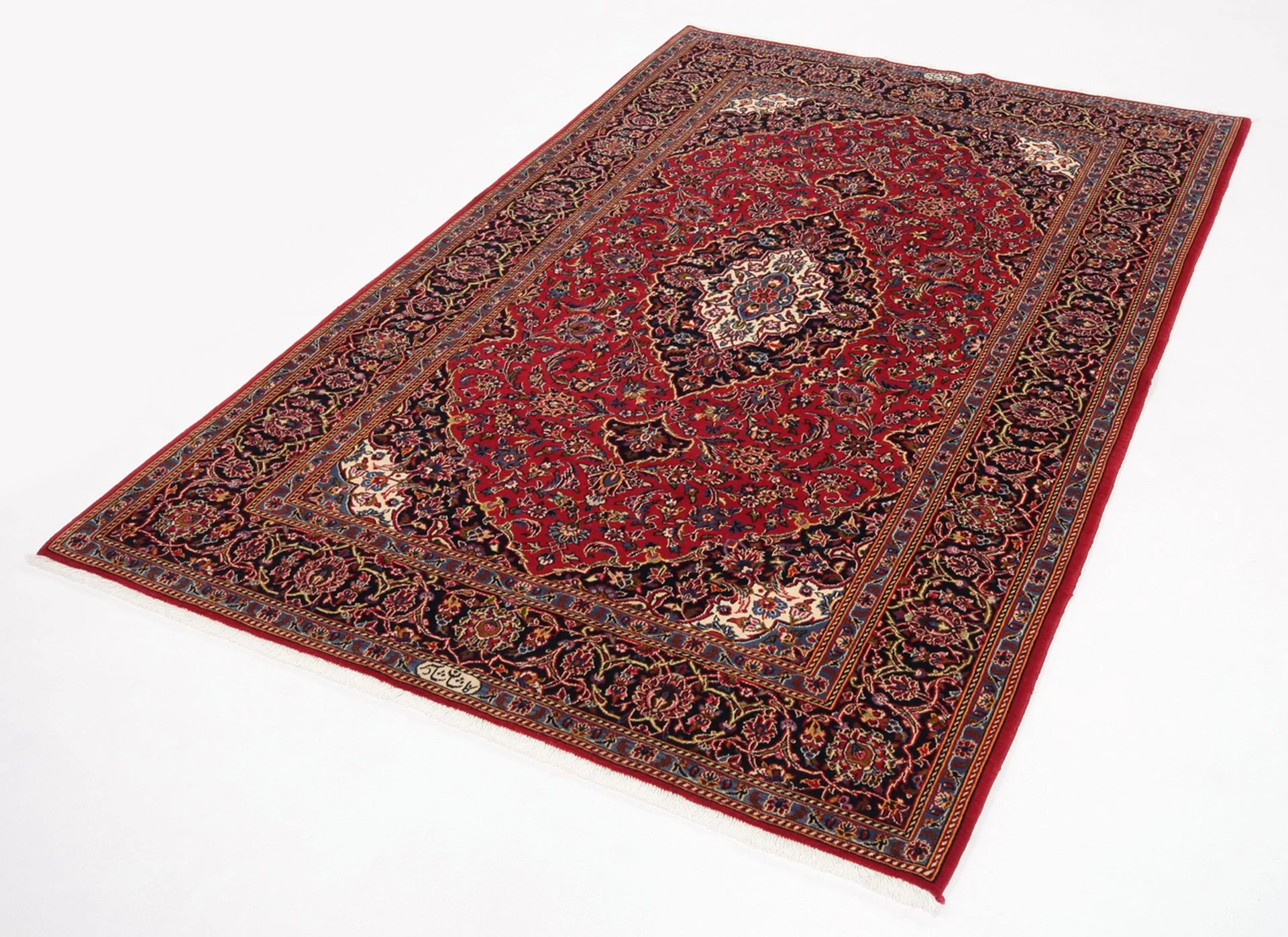 Alternative view of Hand-Knotted Kashan Persian Rug, 148 × 223 cm, Wool