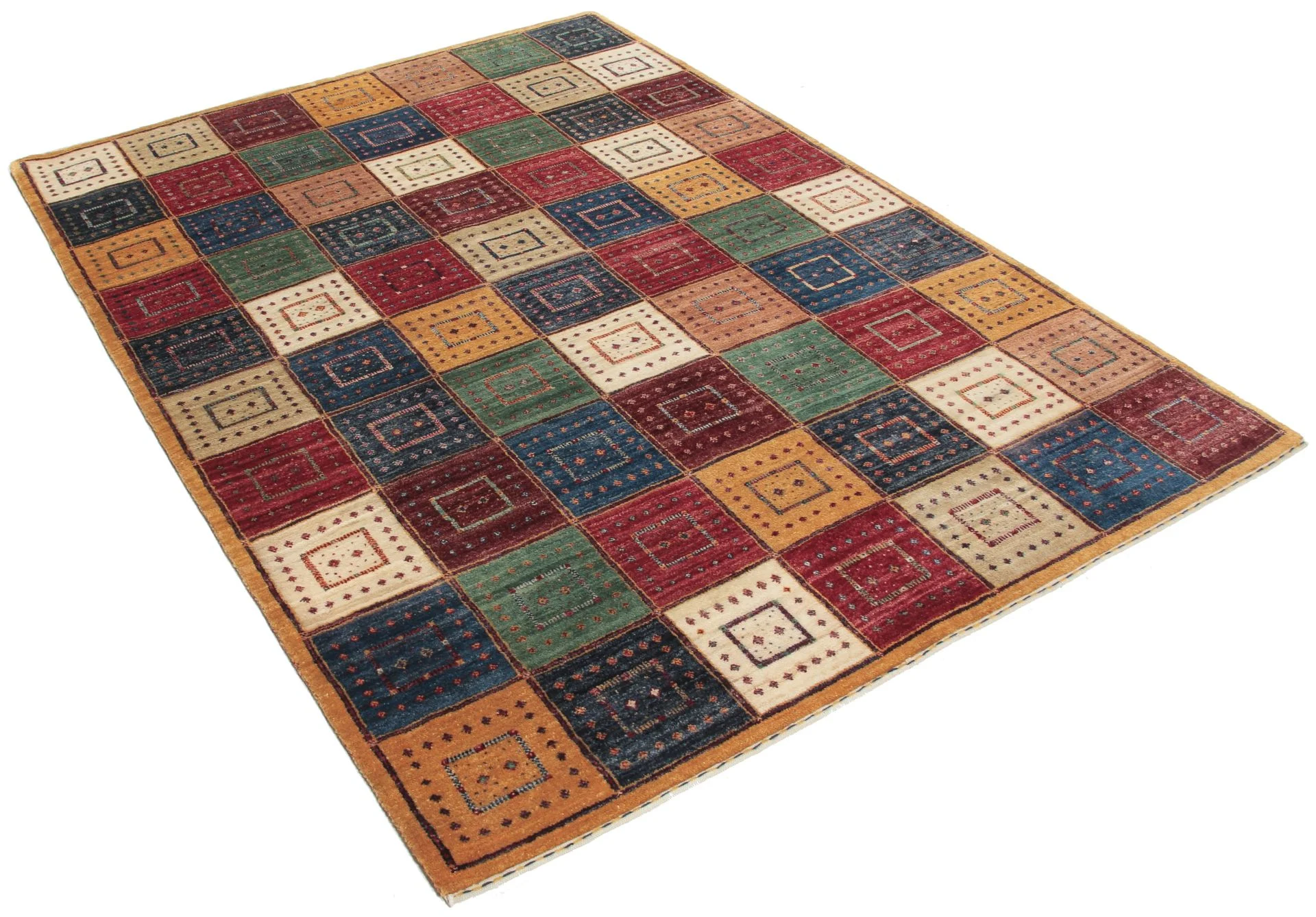 Alternative view of Hand-Knotted Loribaft Indian Rug, 145 × 198 cm, Wool