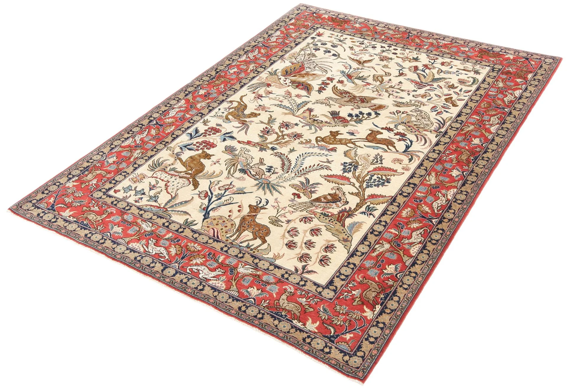 Alternative view of Qom Persian Rug 140 × 205 cm in Wool, hand-knotted