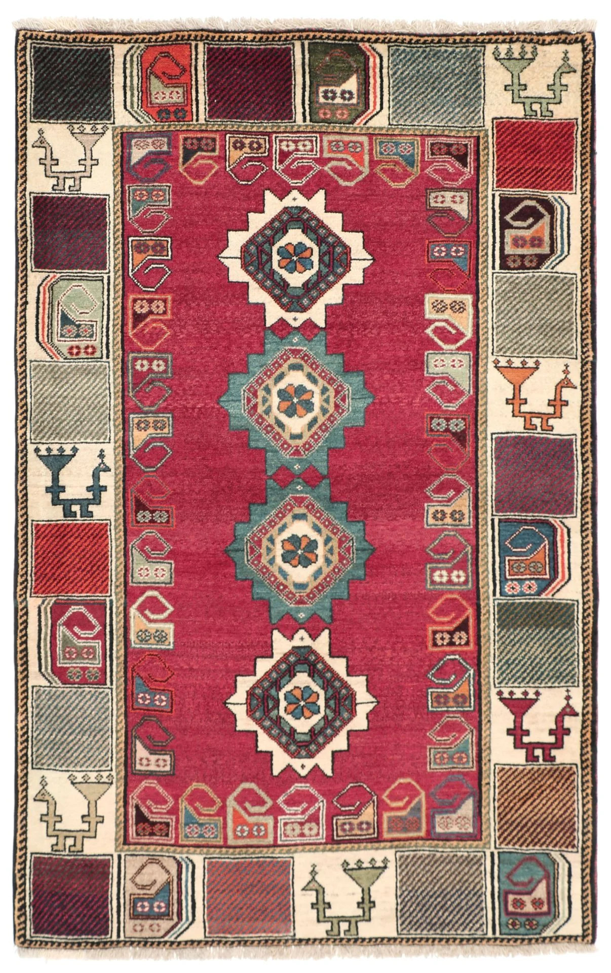 Hand-Knotted Qashqai Persian Rug, 115 × 180 cm, Wool