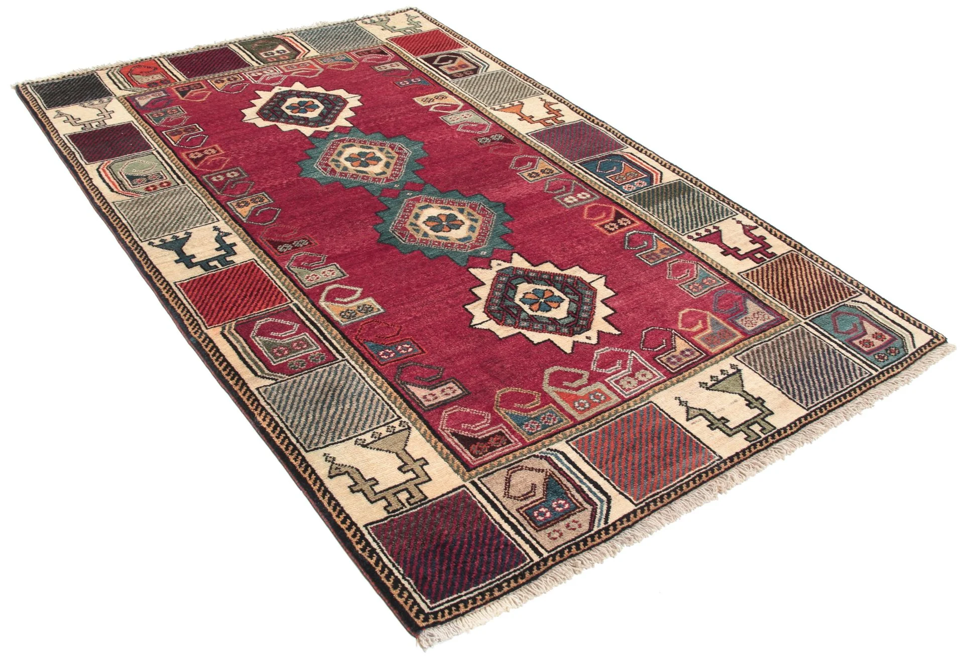 Alternative view of Hand-Knotted Qashqai Persian Rug, 115 × 180 cm, Wool