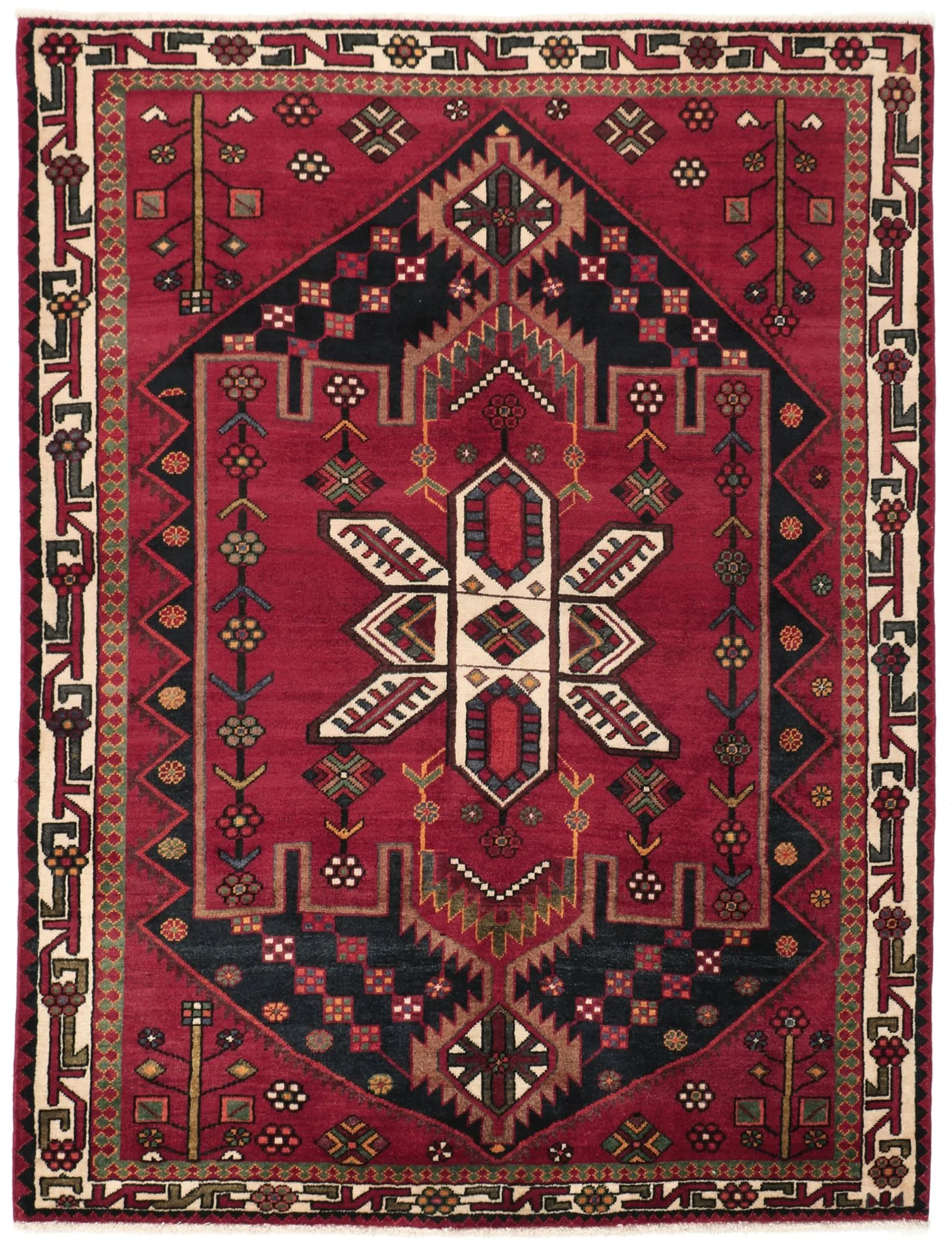 Hand-Knotted Bakhtiari Persian Rug, 165 × 215 cm, Wool