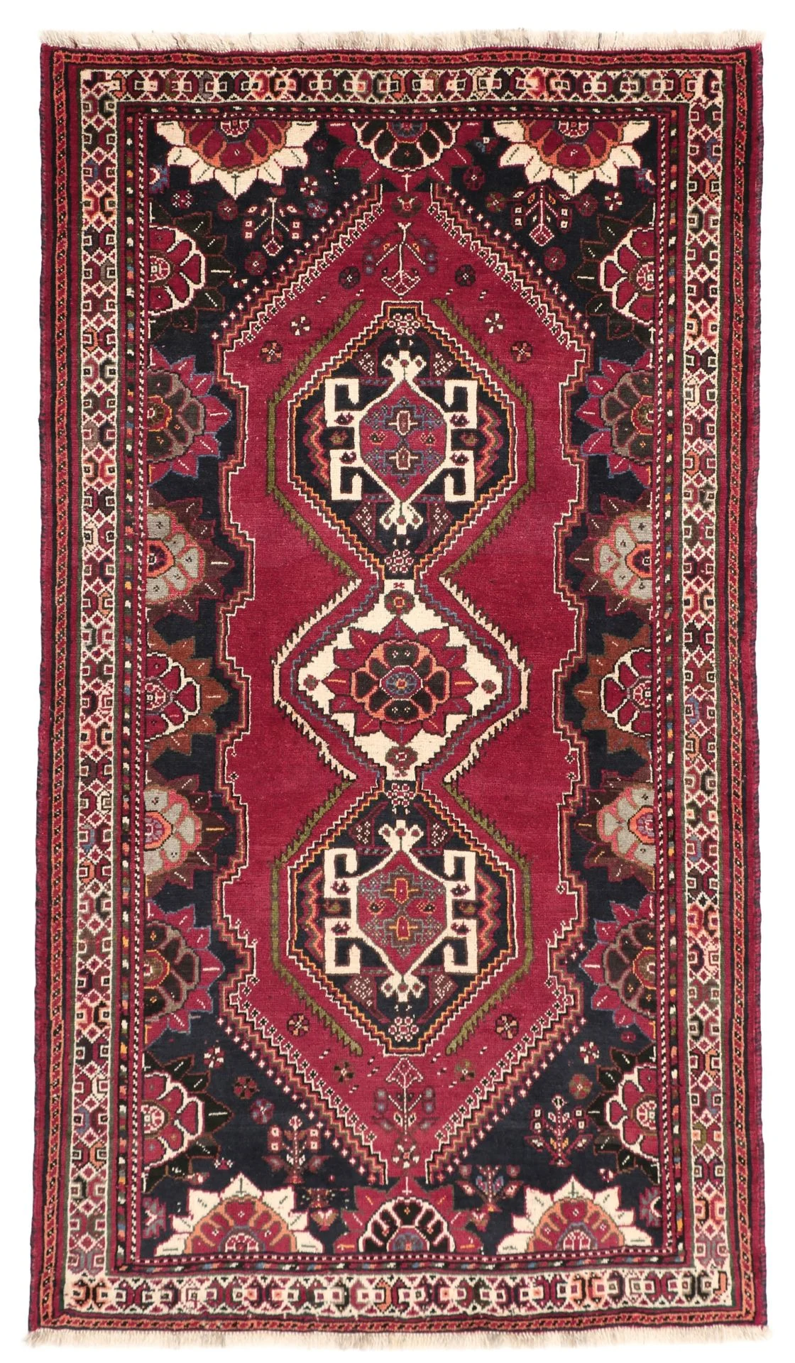Hand-Knotted Qashqai Persian Rug, 110 × 200 cm, Wool