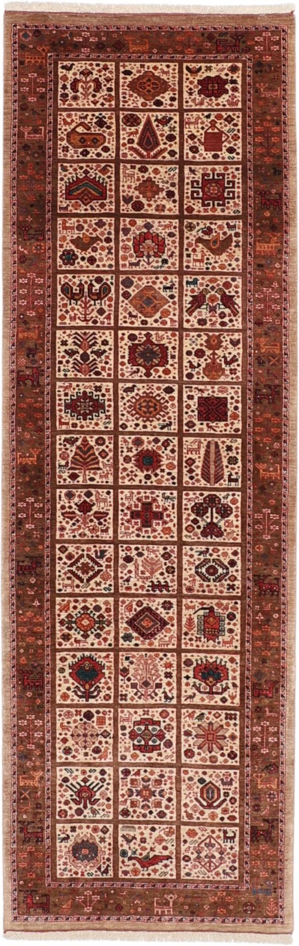 Wool Qashqai Persian Rug 89 × 280 cm, hand-knotted