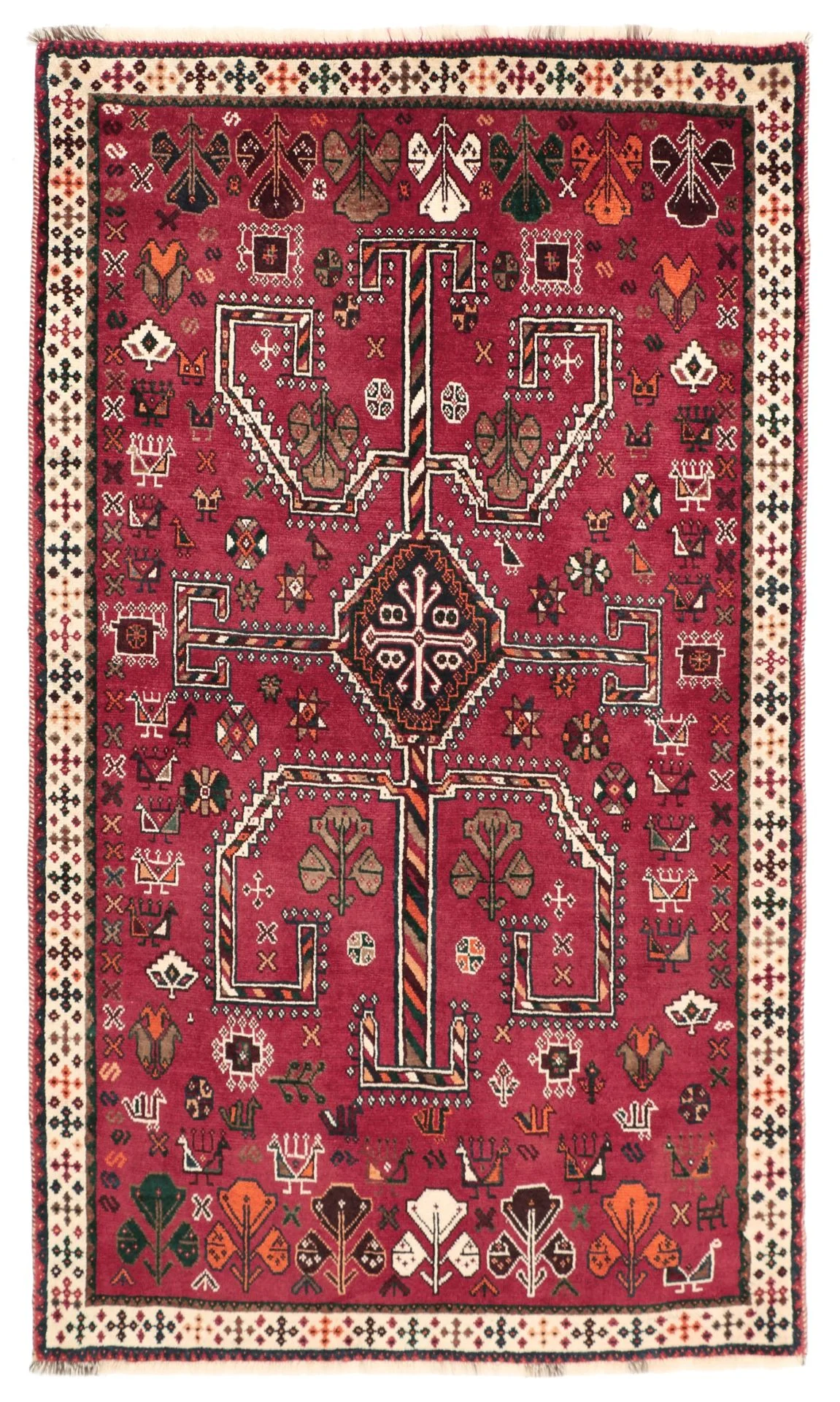 Hand-Knotted Qashqai Persian Rug, 118 × 195 cm, Wool