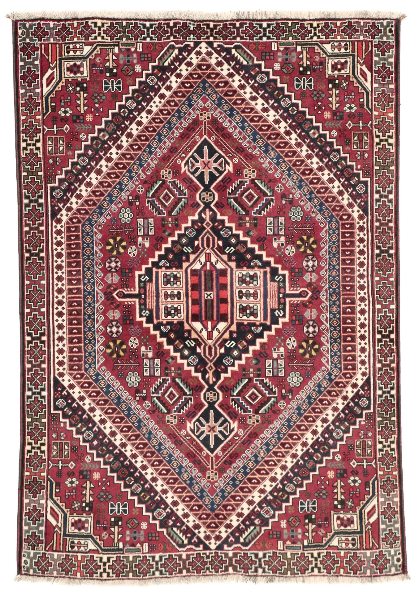 Hand-Knotted Qashqai Persian Rug, 135 × 195 cm, Wool