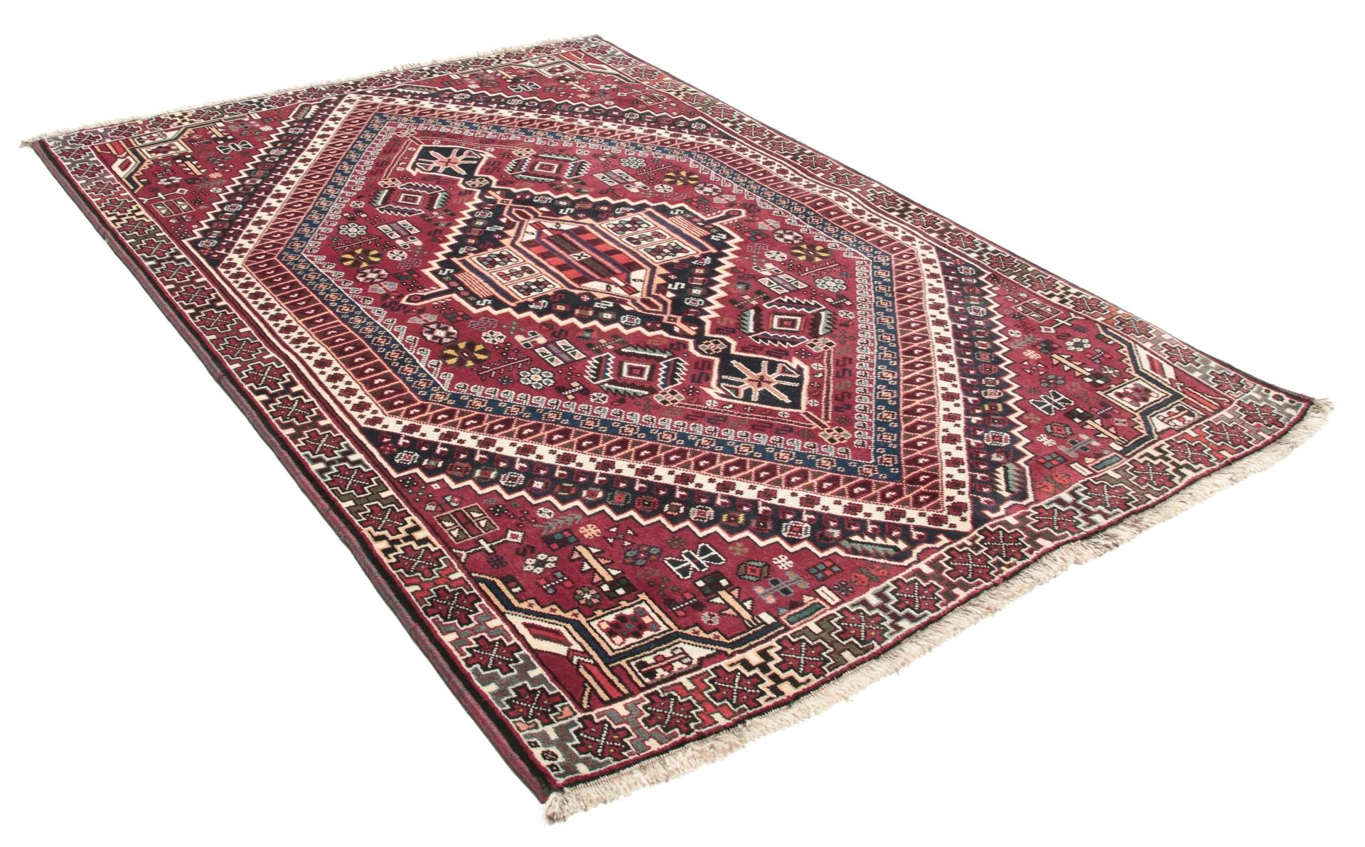 Alternative view of Hand-Knotted Qashqai Persian Rug, 135 × 195 cm, Wool