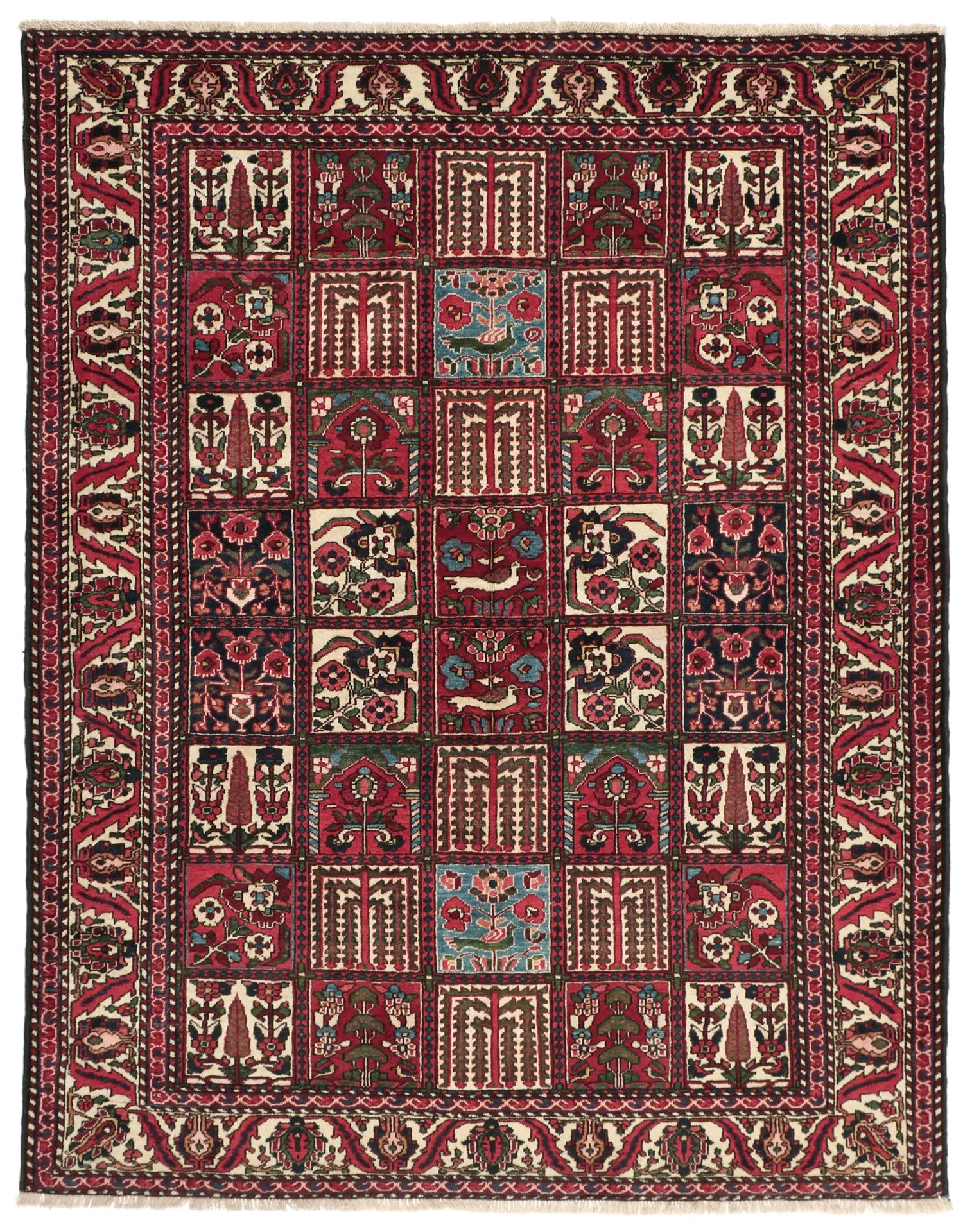 Hand-Knotted Bakhtiari Persian Rug, 168 × 208 cm, Wool