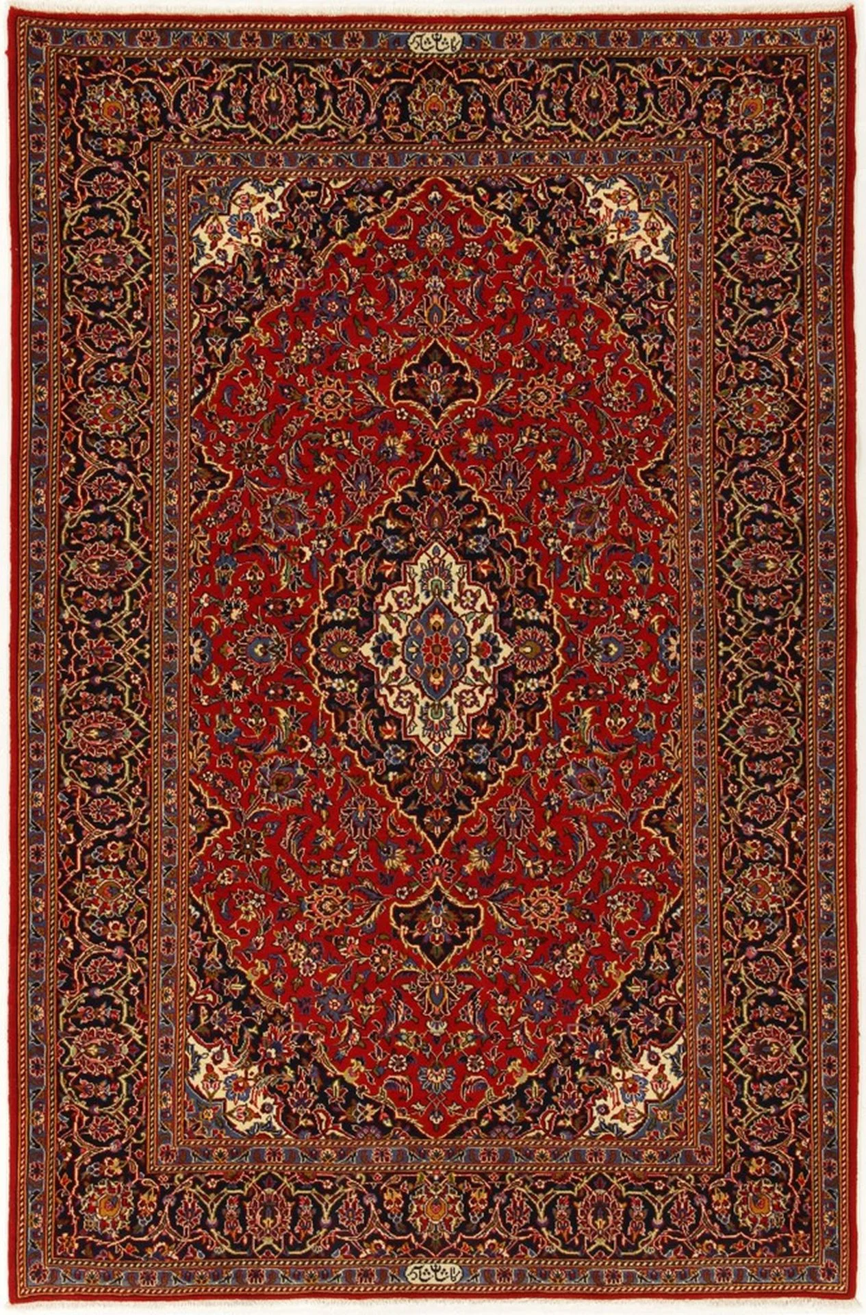 Hand-Knotted Kashan Persian Rug, 147 × 225 cm, Wool