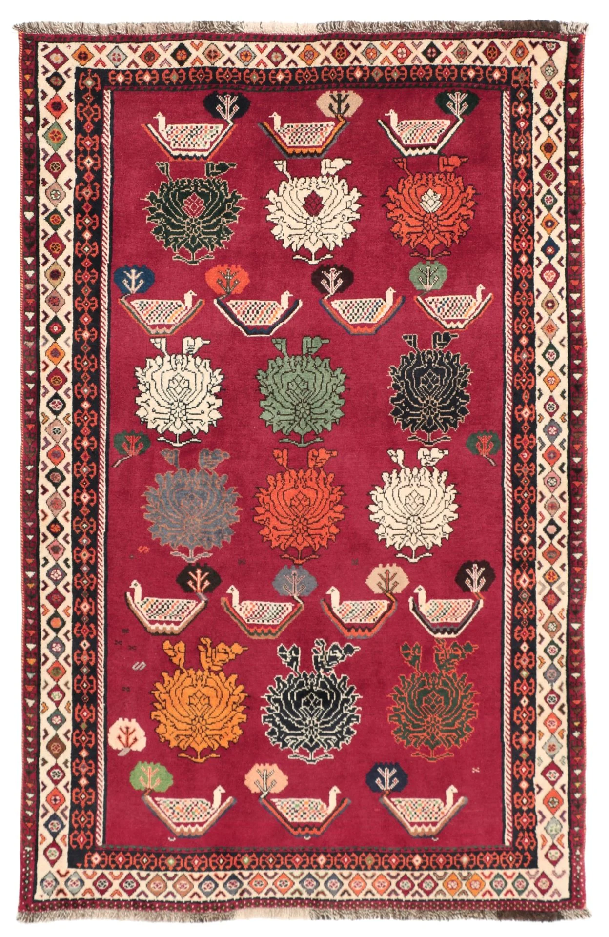 Hand-Knotted Qashqai Persian Rug, 126 × 190 cm, Wool