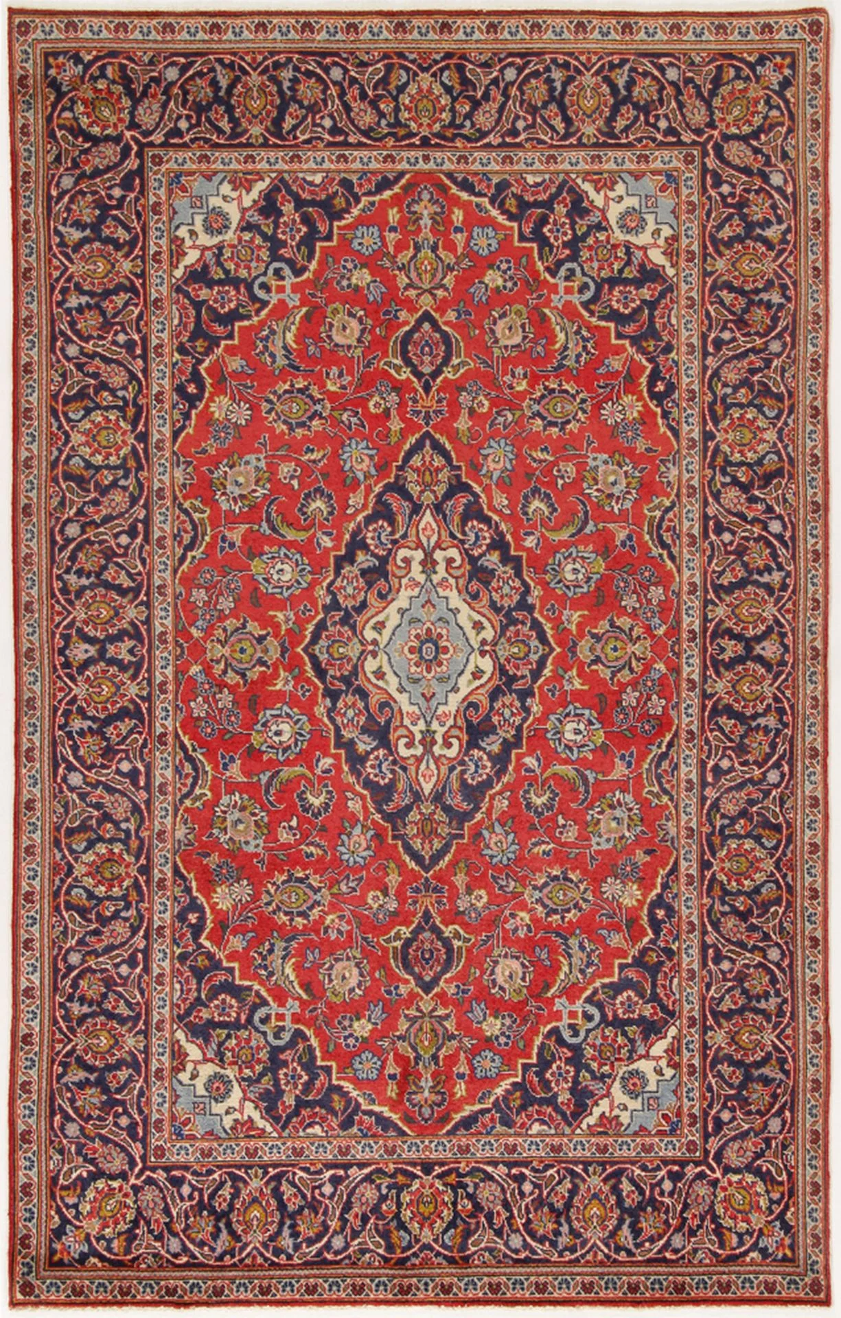 Hand-Knotted Kashan Persian Rug, 130 × 215 cm, Wool
