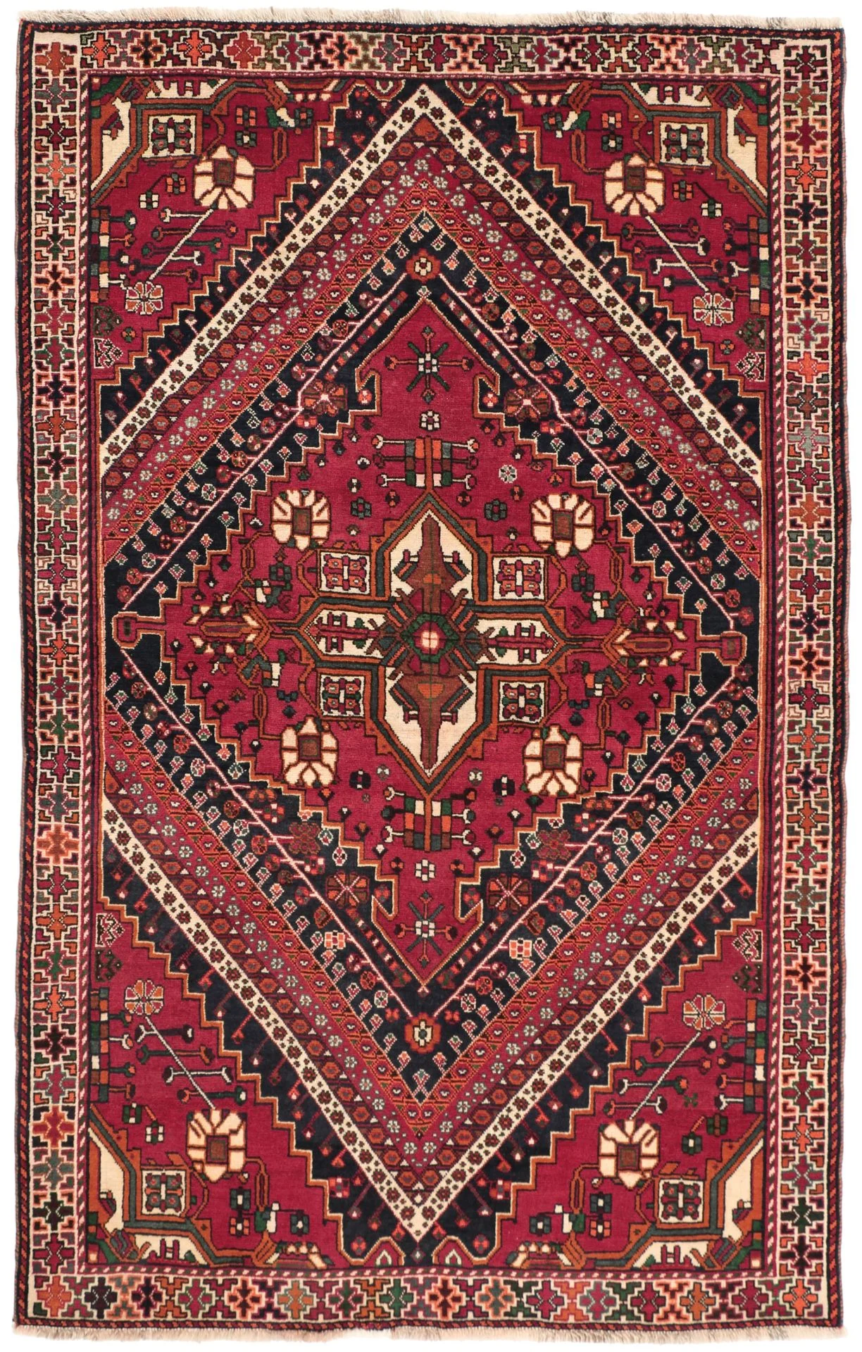 Hand-Knotted Qashqai Persian Rug, 137 × 218 cm, Wool