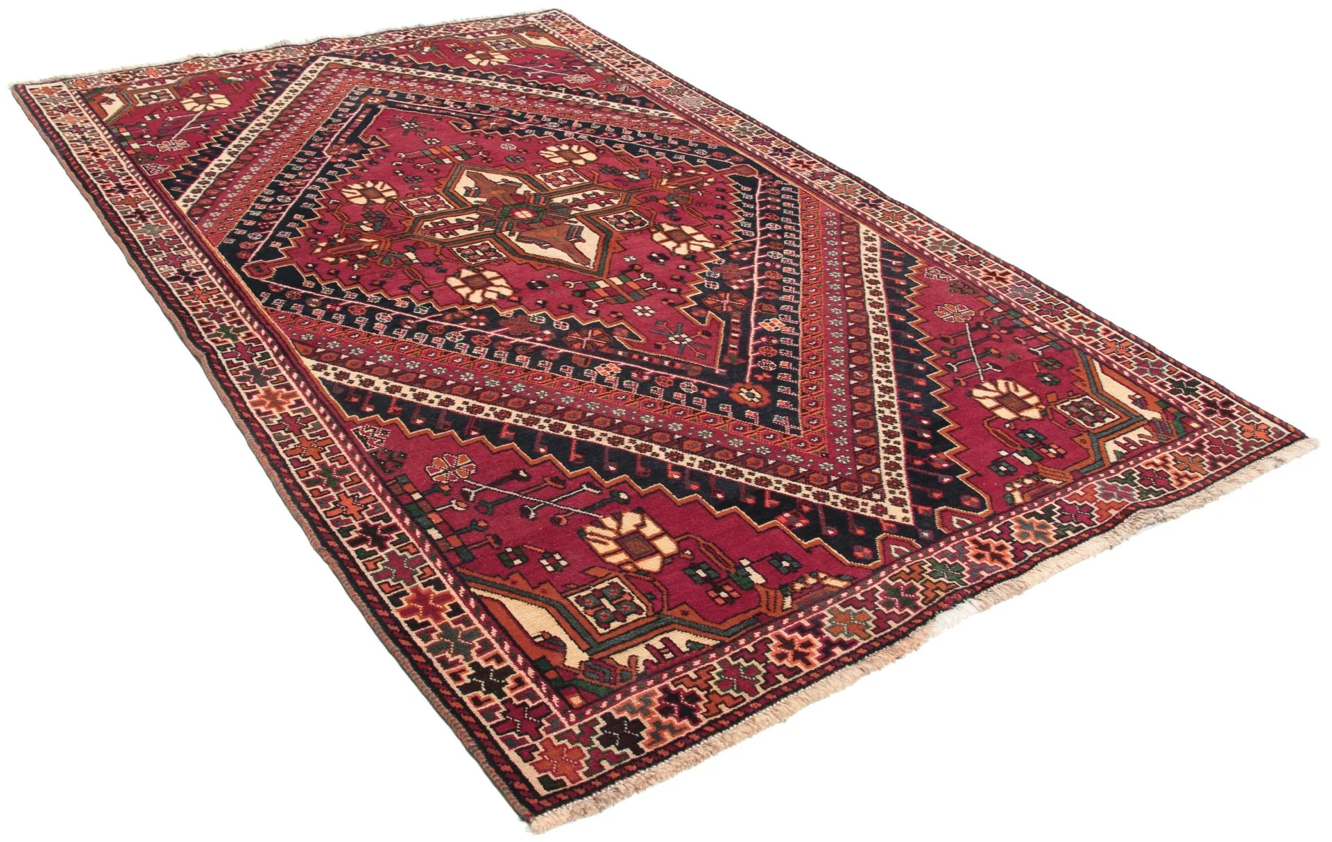 Alternative view of Hand-Knotted Qashqai Persian Rug, 137 × 218 cm, Wool