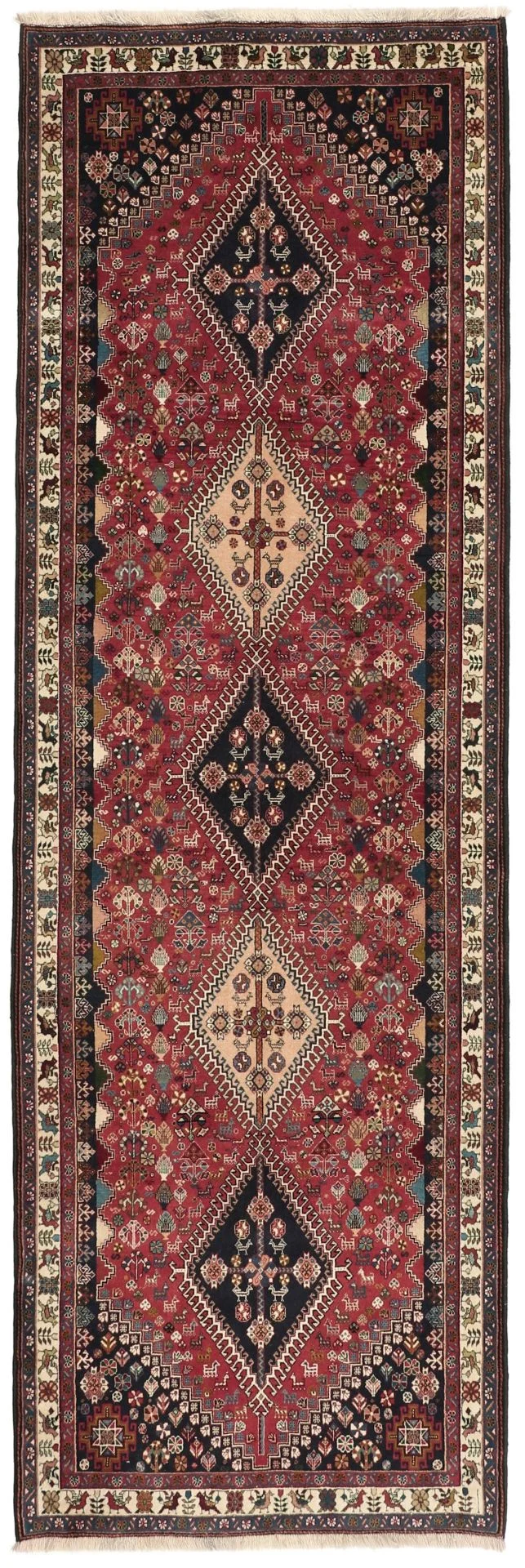 Wool Qashqai Persian Rug 93 × 287 cm, hand-knotted