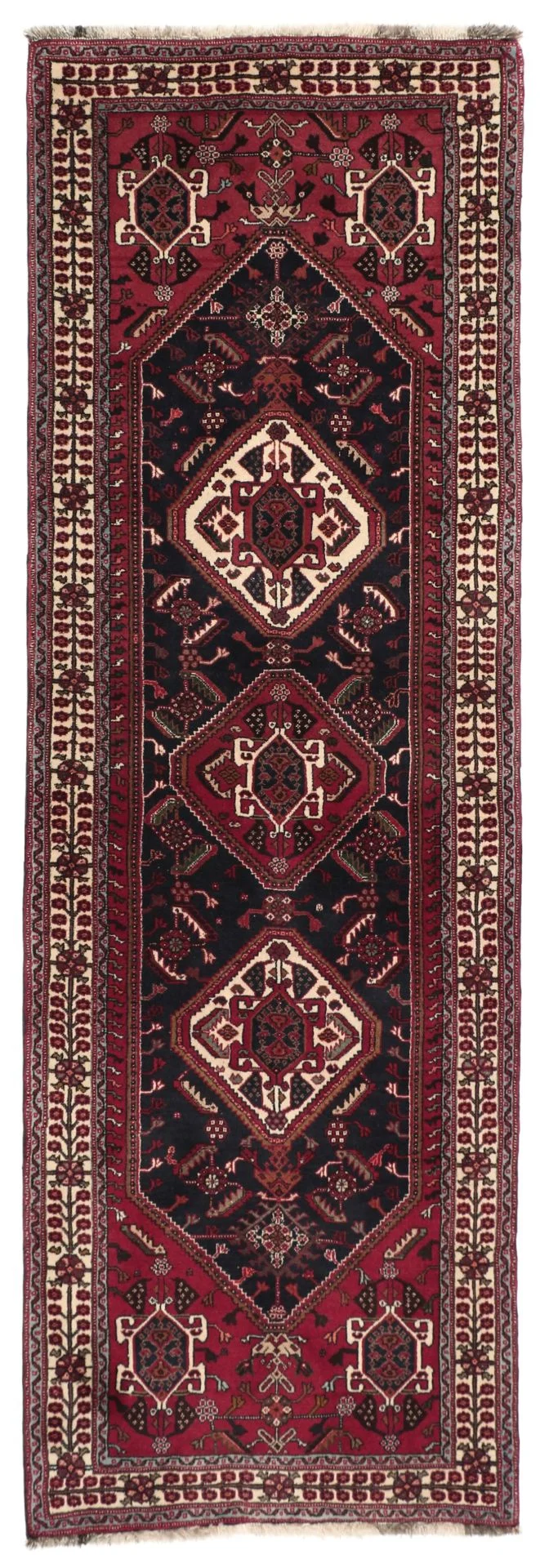 Hand-Knotted Qashqai Persian Rug, 80 × 250 cm, Wool