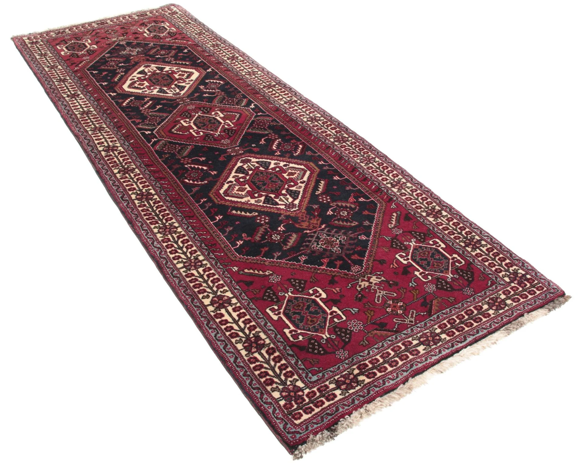Alternative view of Hand-Knotted Qashqai Persian Rug, 80 × 250 cm, Wool